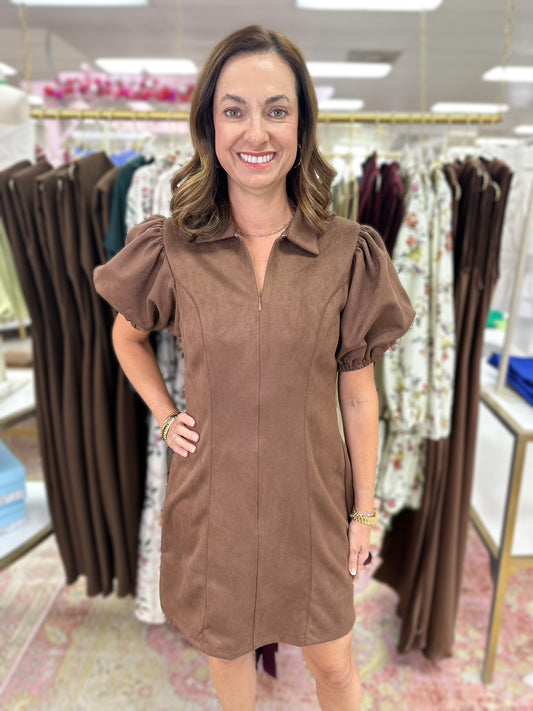 Suede Zip Mini (Chocolate)