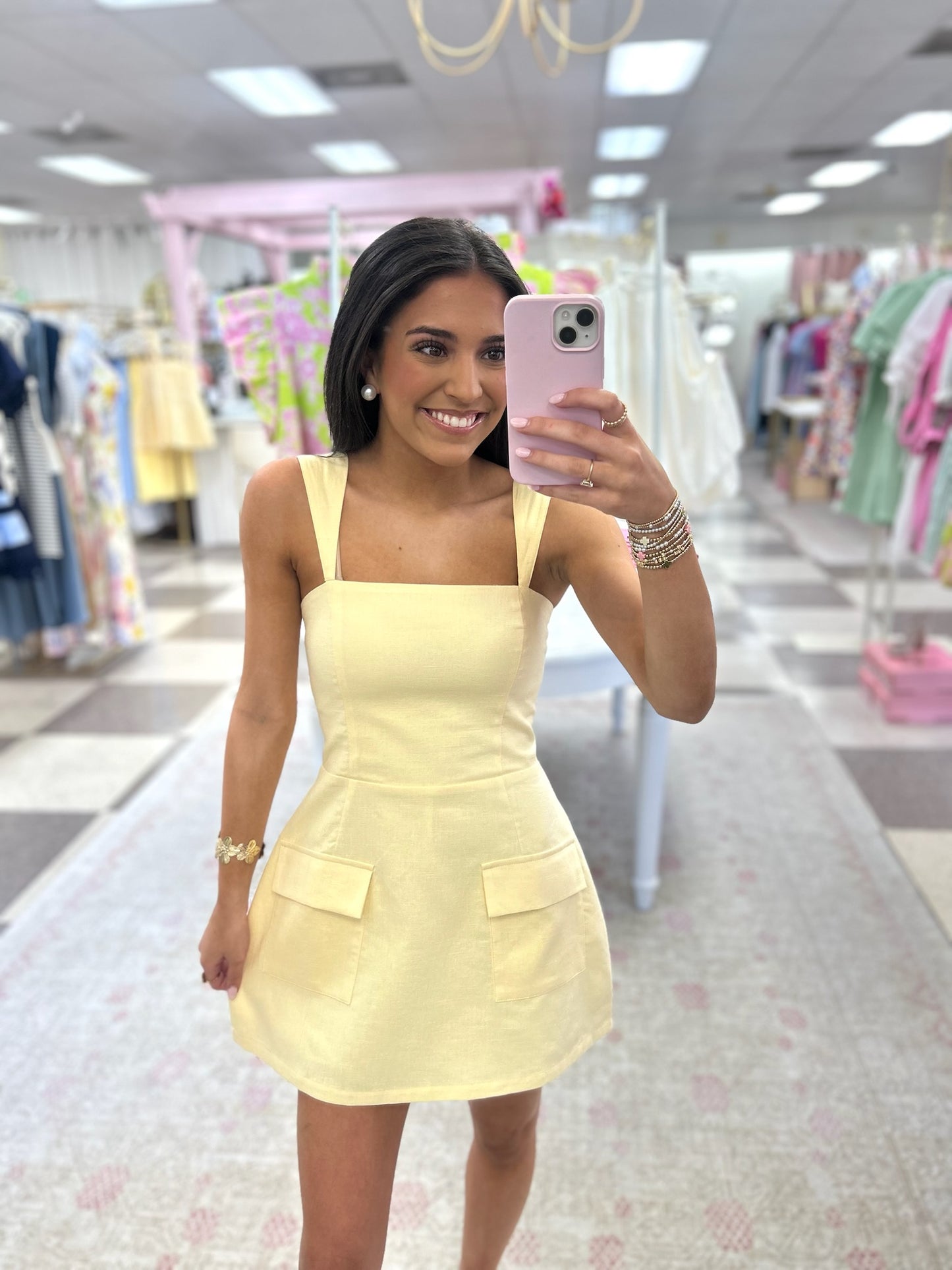 Yellow Linen Mini Dress
