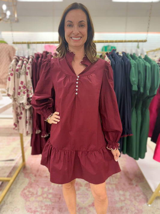 Everly Dress (Burgundy)