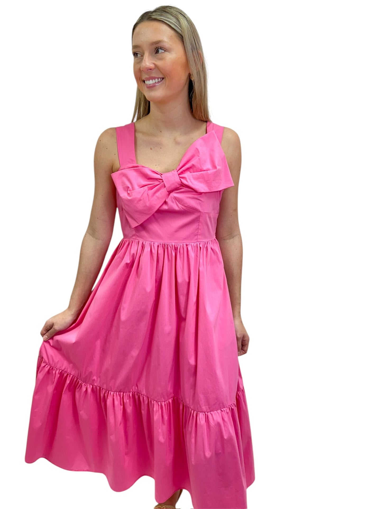 Pink Bow Midi Dress