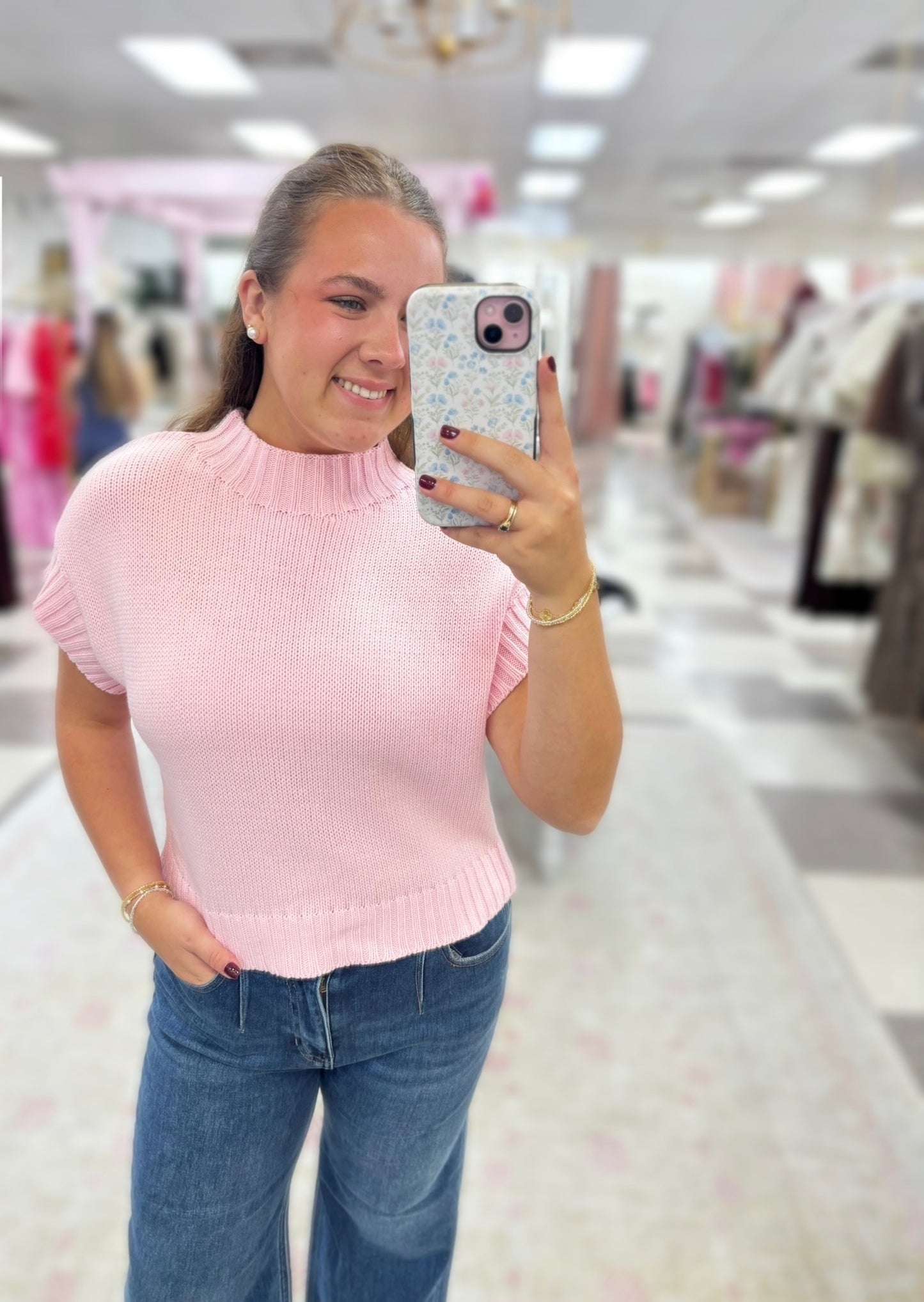 Pink Short-sleeve Sweater