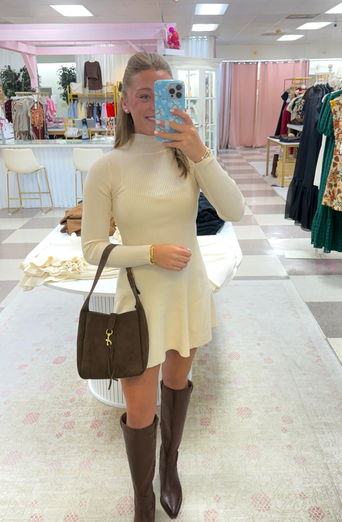 Klesis Mock Neck sweater dress (Cream)