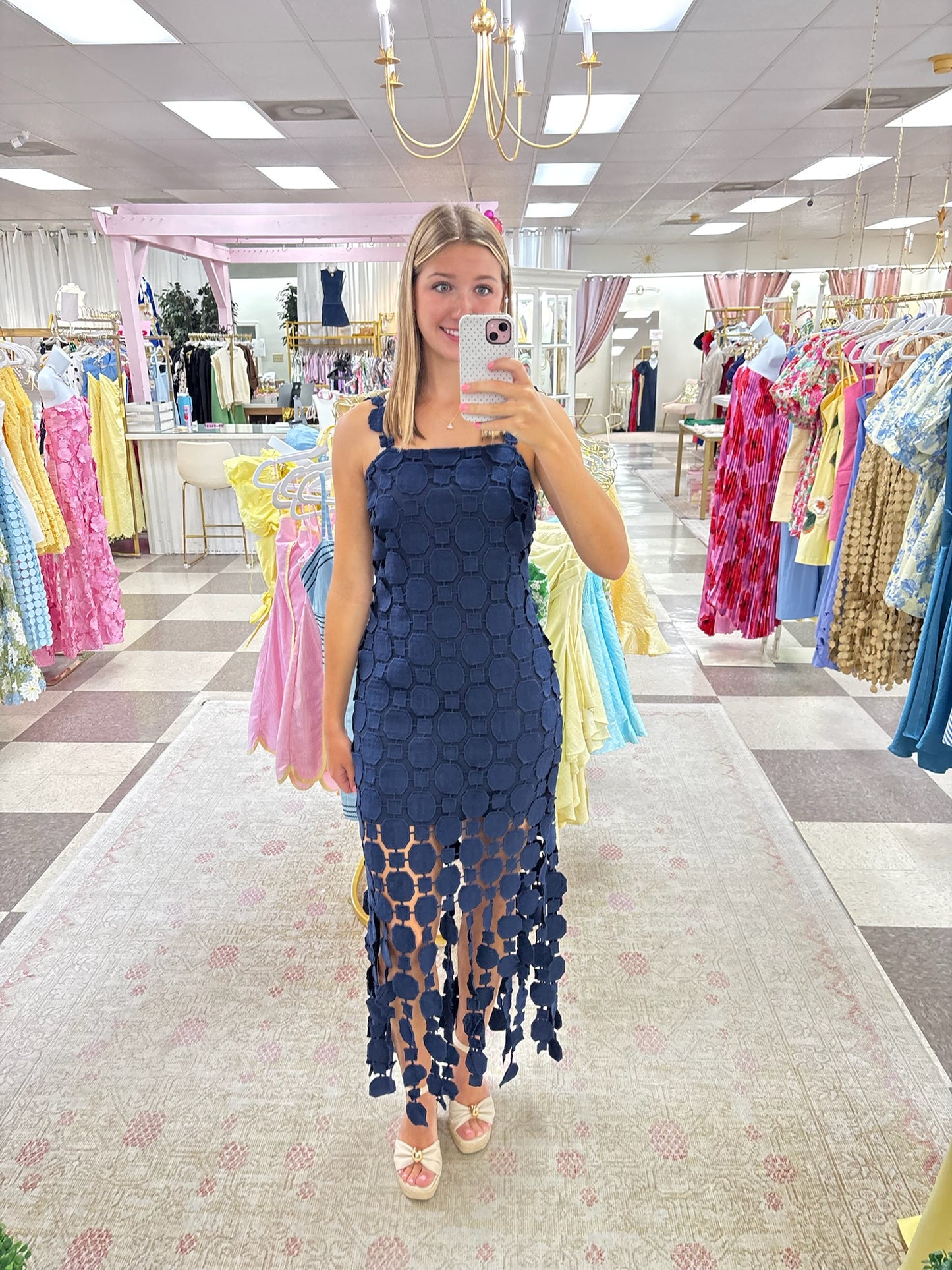 Geo Midi Dress (Navy)