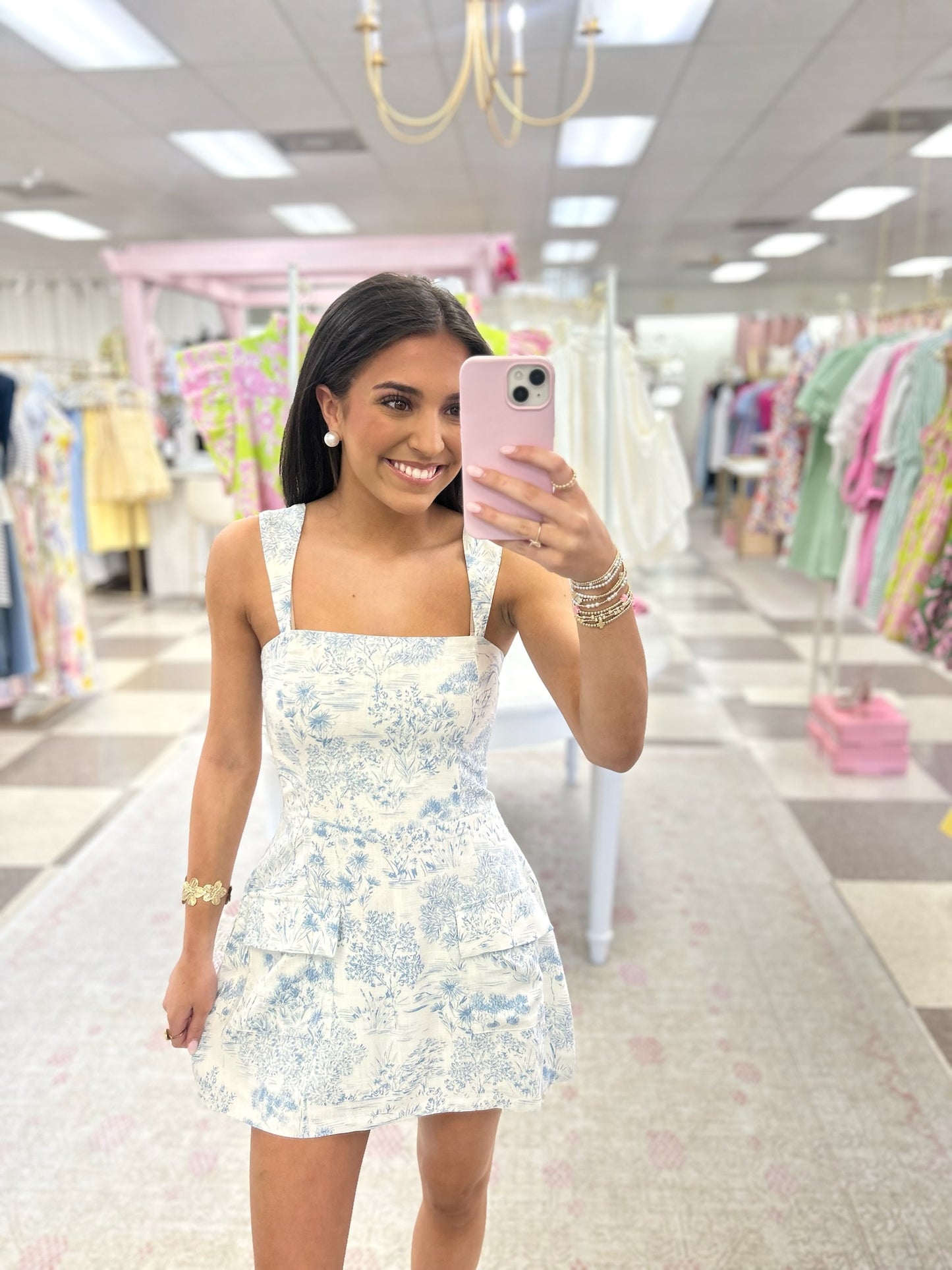 Sylvie Blue and White Dress