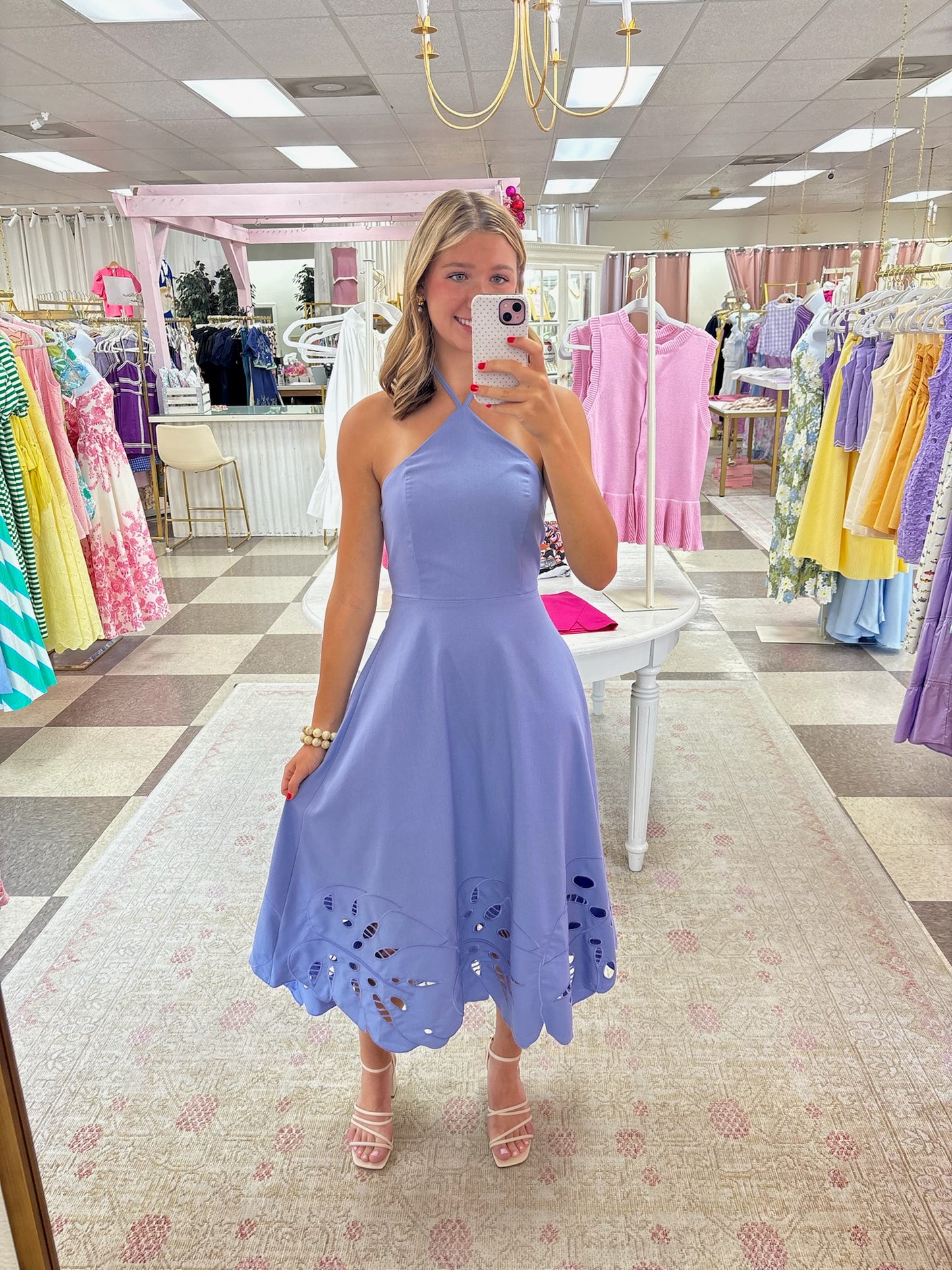 Palm Island Halter Midi Dress (Periwinkle)