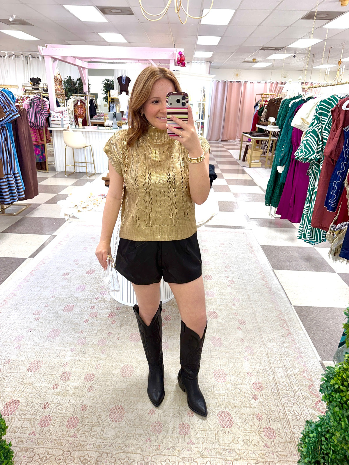 Metallic Gold Sweater Top