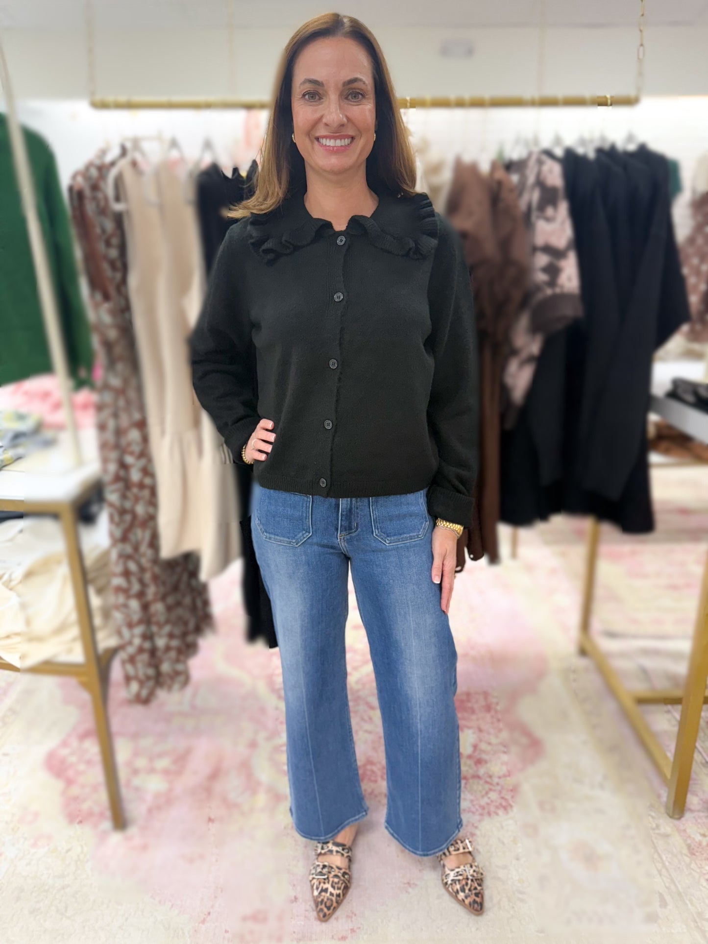 Black Ruffle Collar Sweater