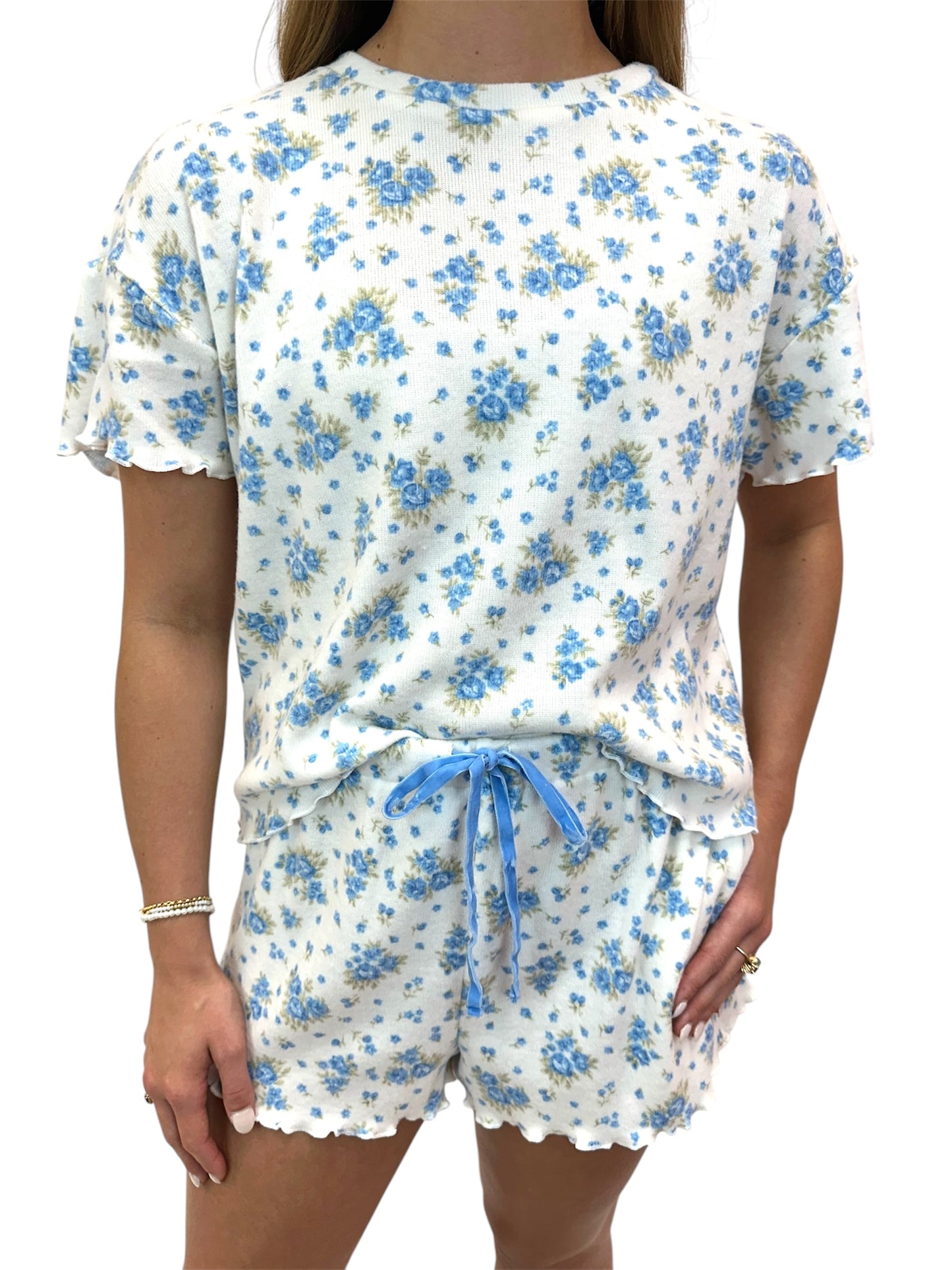 Blue & White Floral Pajama Set