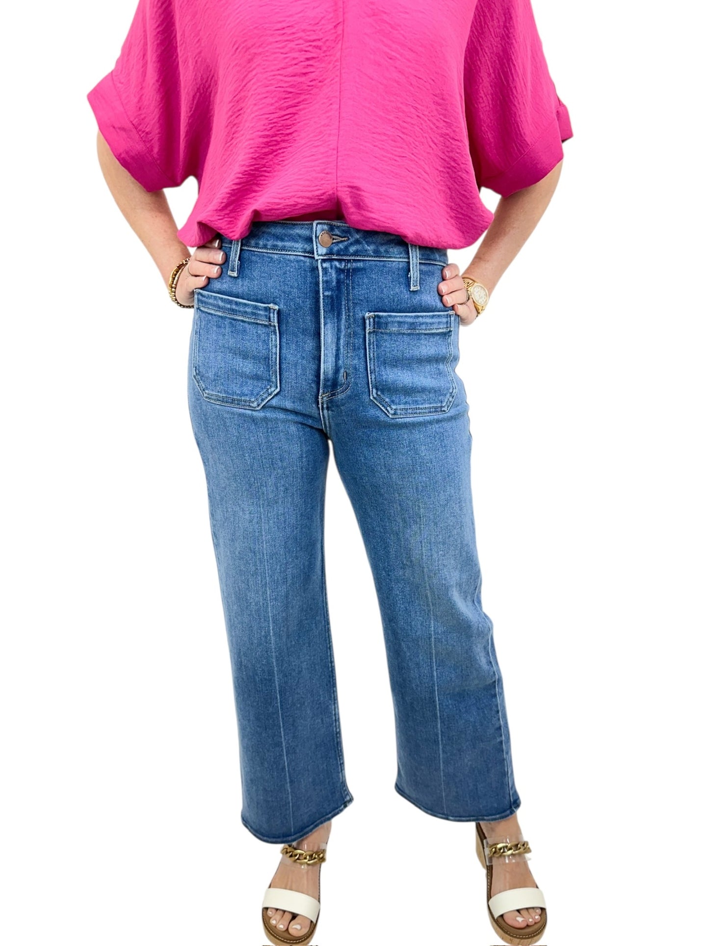 Medium Wash Front Pocket Jeans