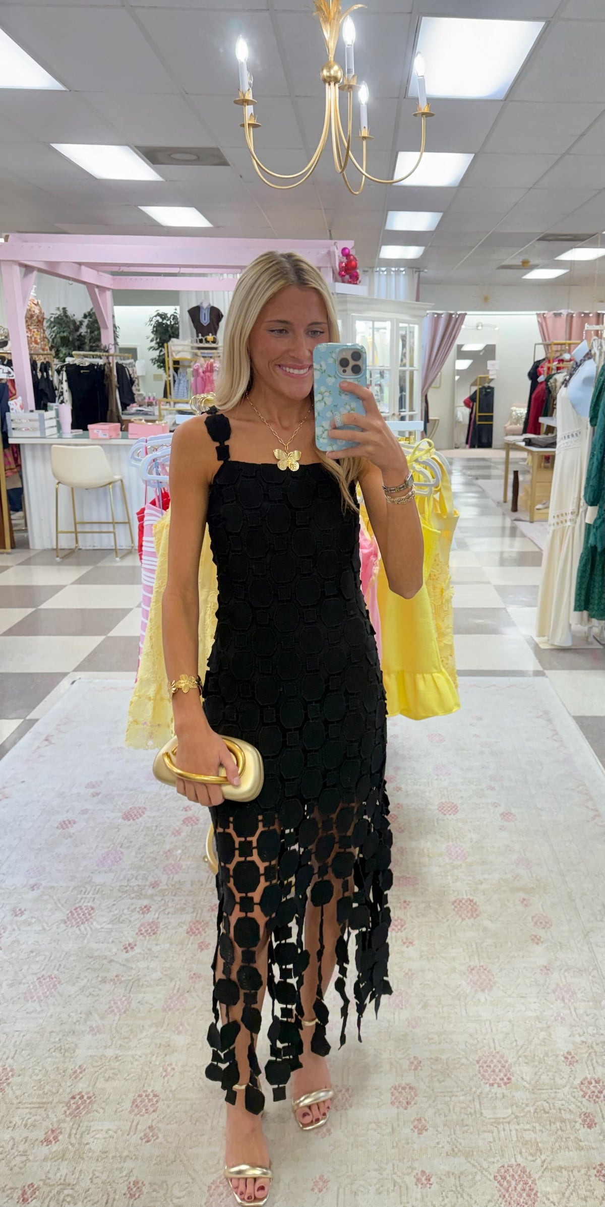 Geo Midi Dress (Black)