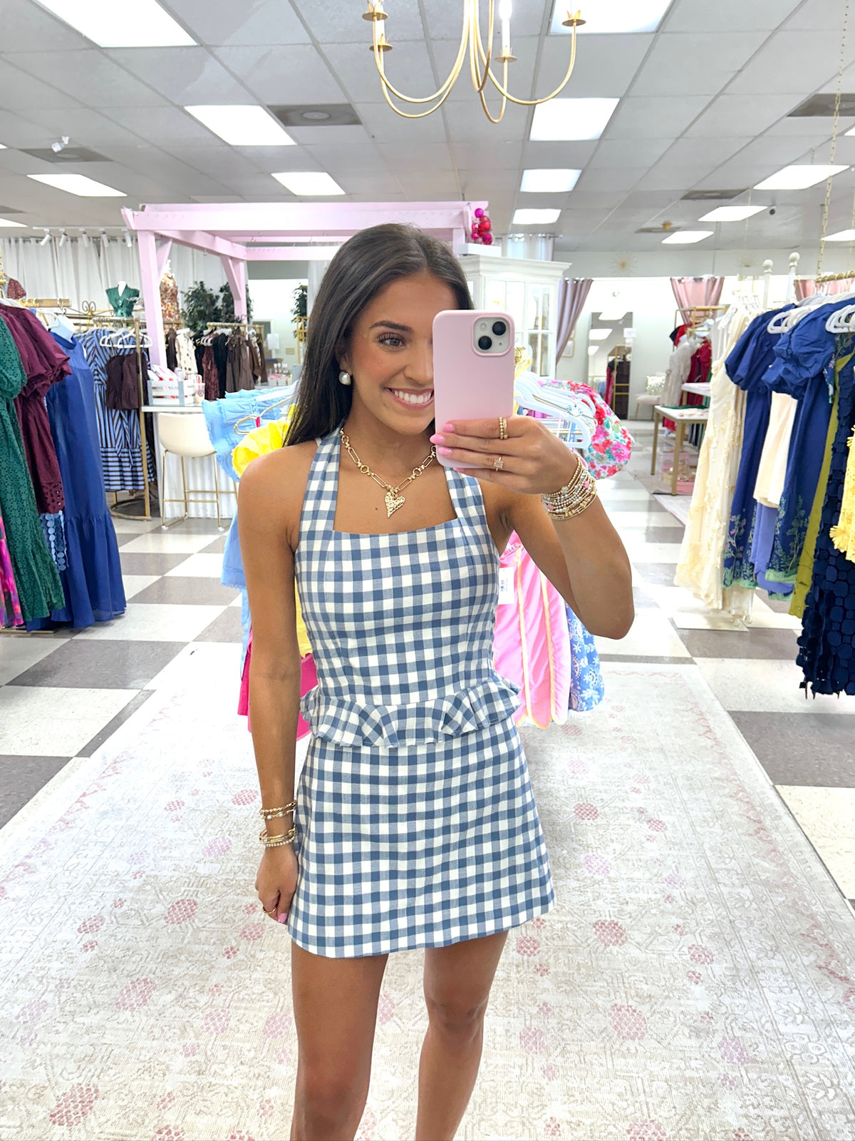 Blue & White Gingham Set