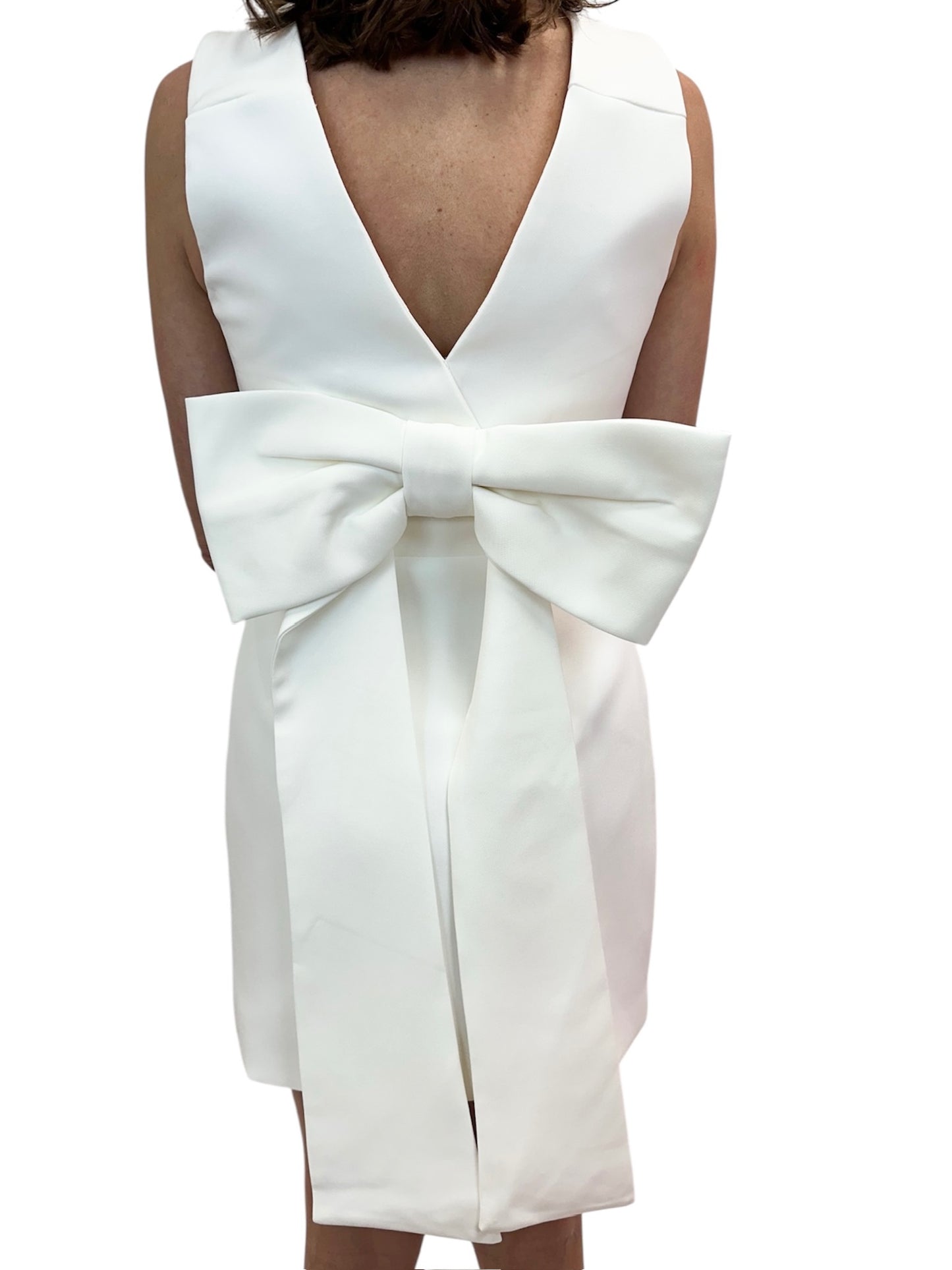 White Mini Dress with Bow in Back