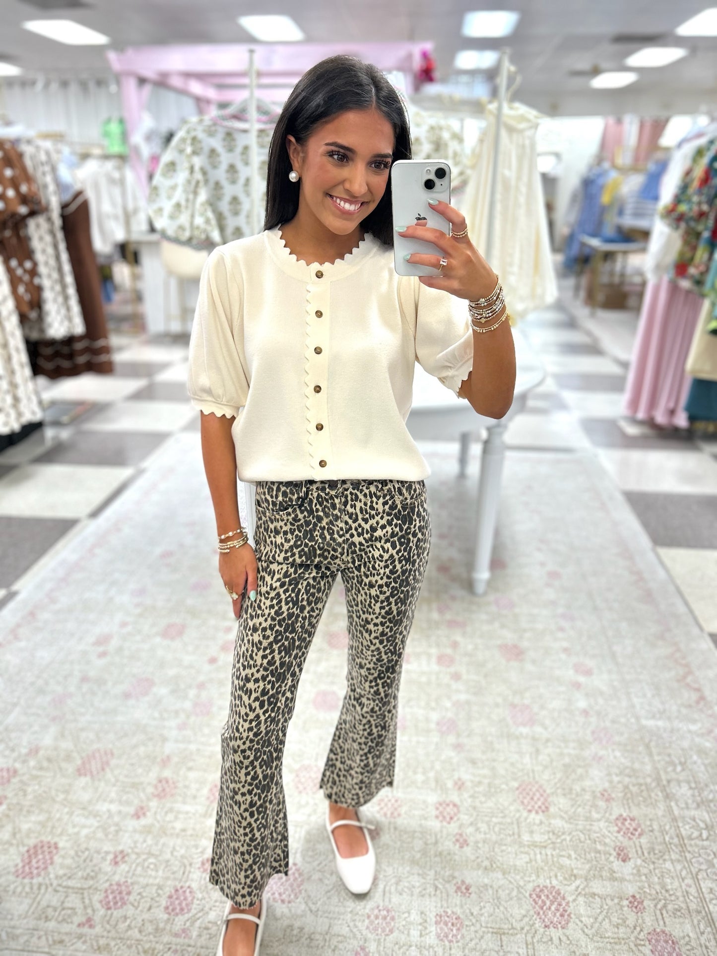 Feeling Wild Cheetah Crop Flare Jeans