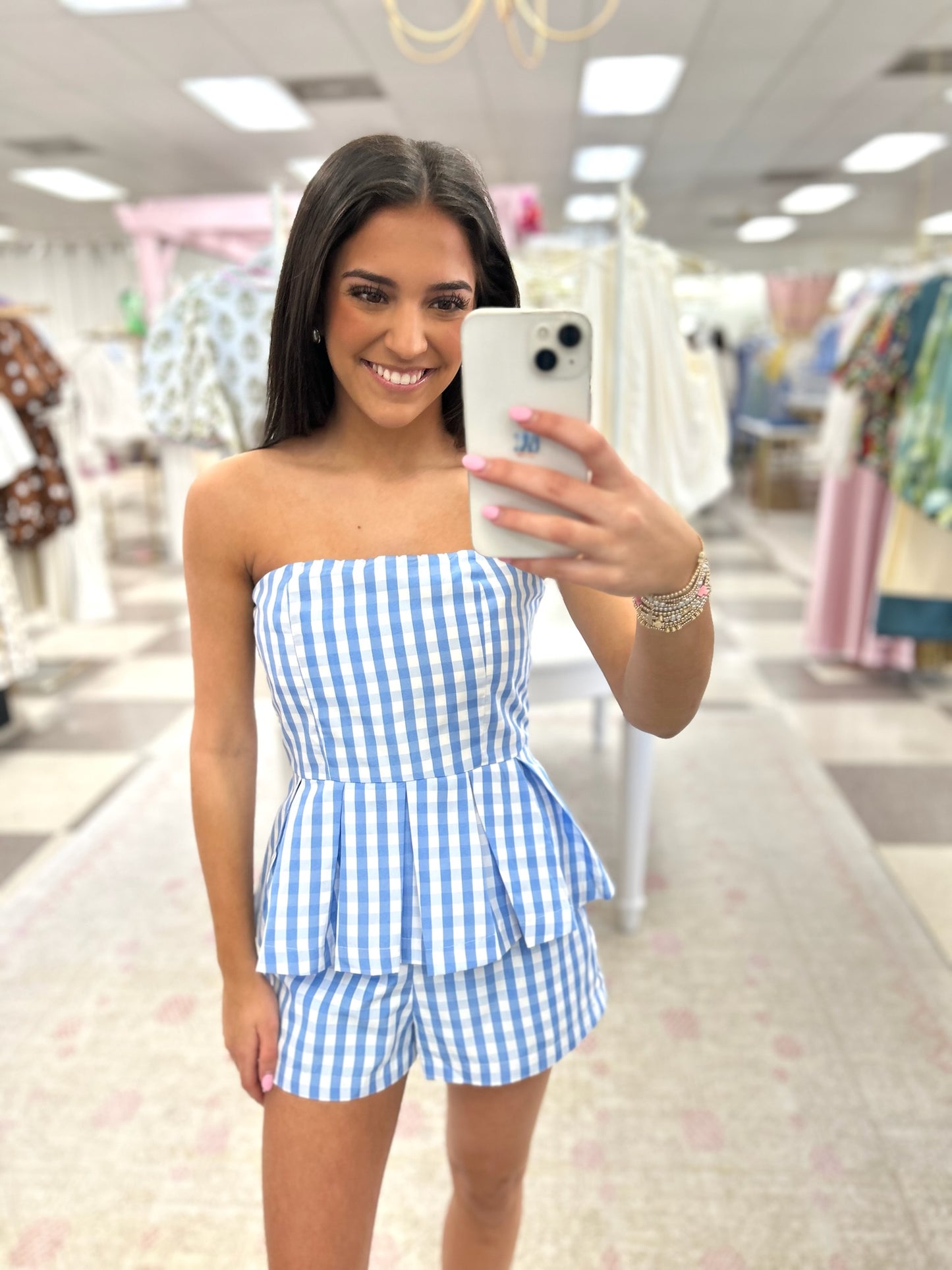 Coastal Blue Gingham Set