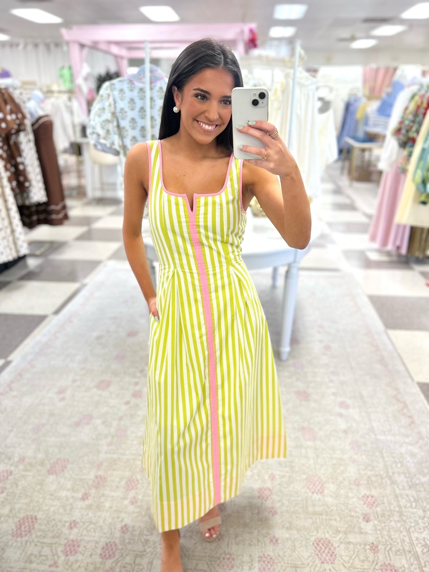 Blaire Lime Striped Maxi Dress