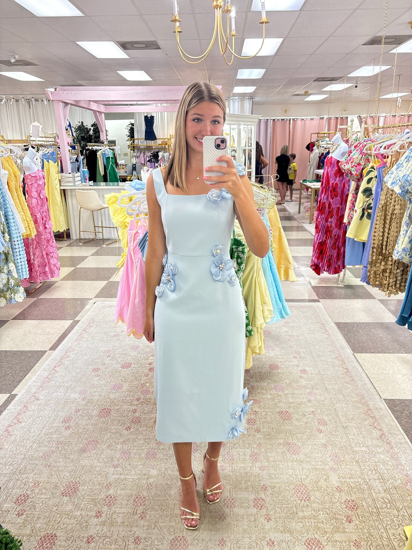 Juliette Flowers Midi Dress (Lt. Blue)