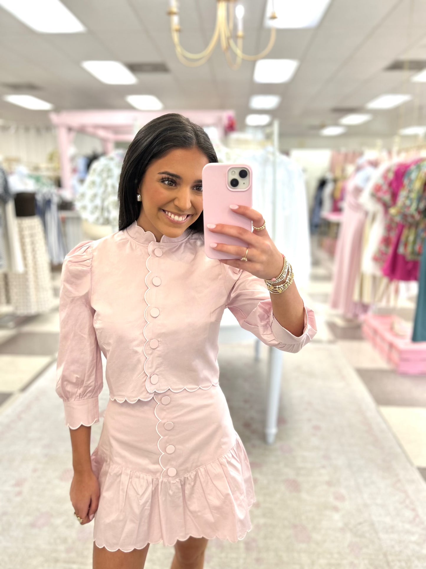 Spring Petals 2 Piece (Top/Skirt) Set (Blush)