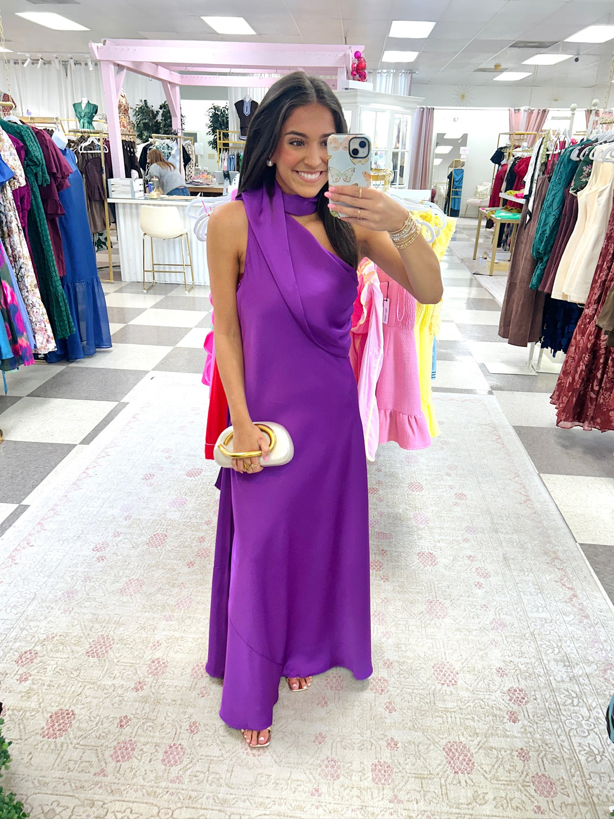 Lala Satin Formal Dress (Purple)