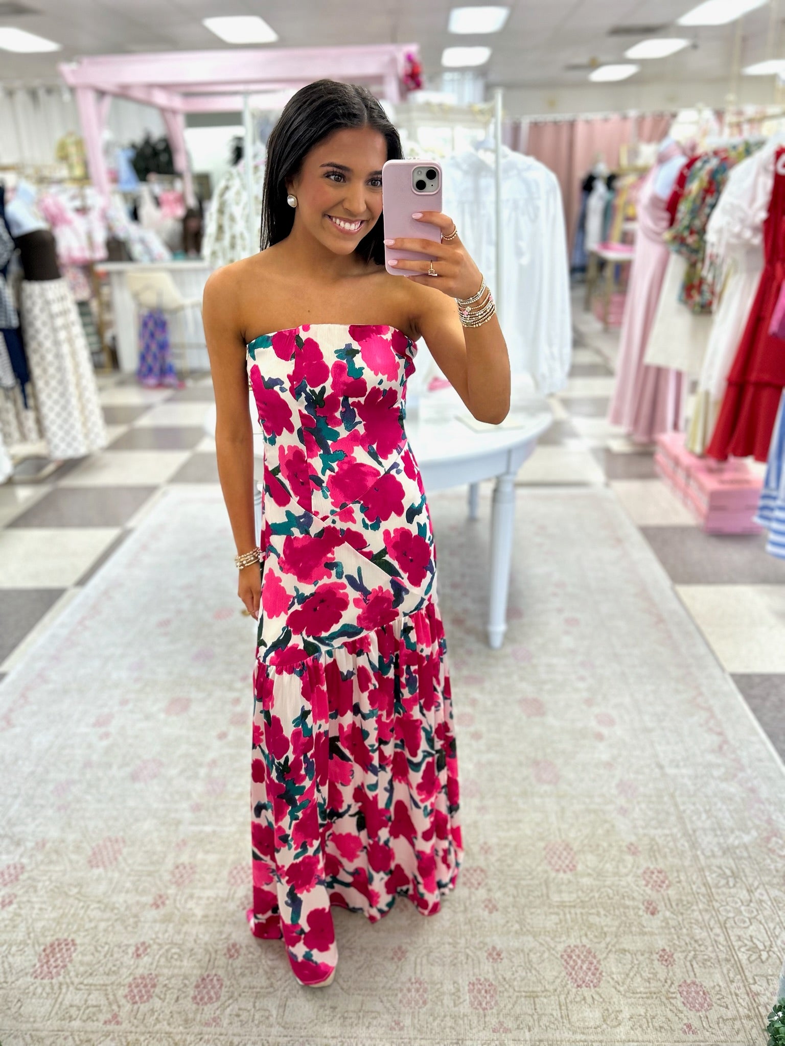 Wedding Guest Ready Strapless Floral Maxi Dress – Sweet Caroline Boutique