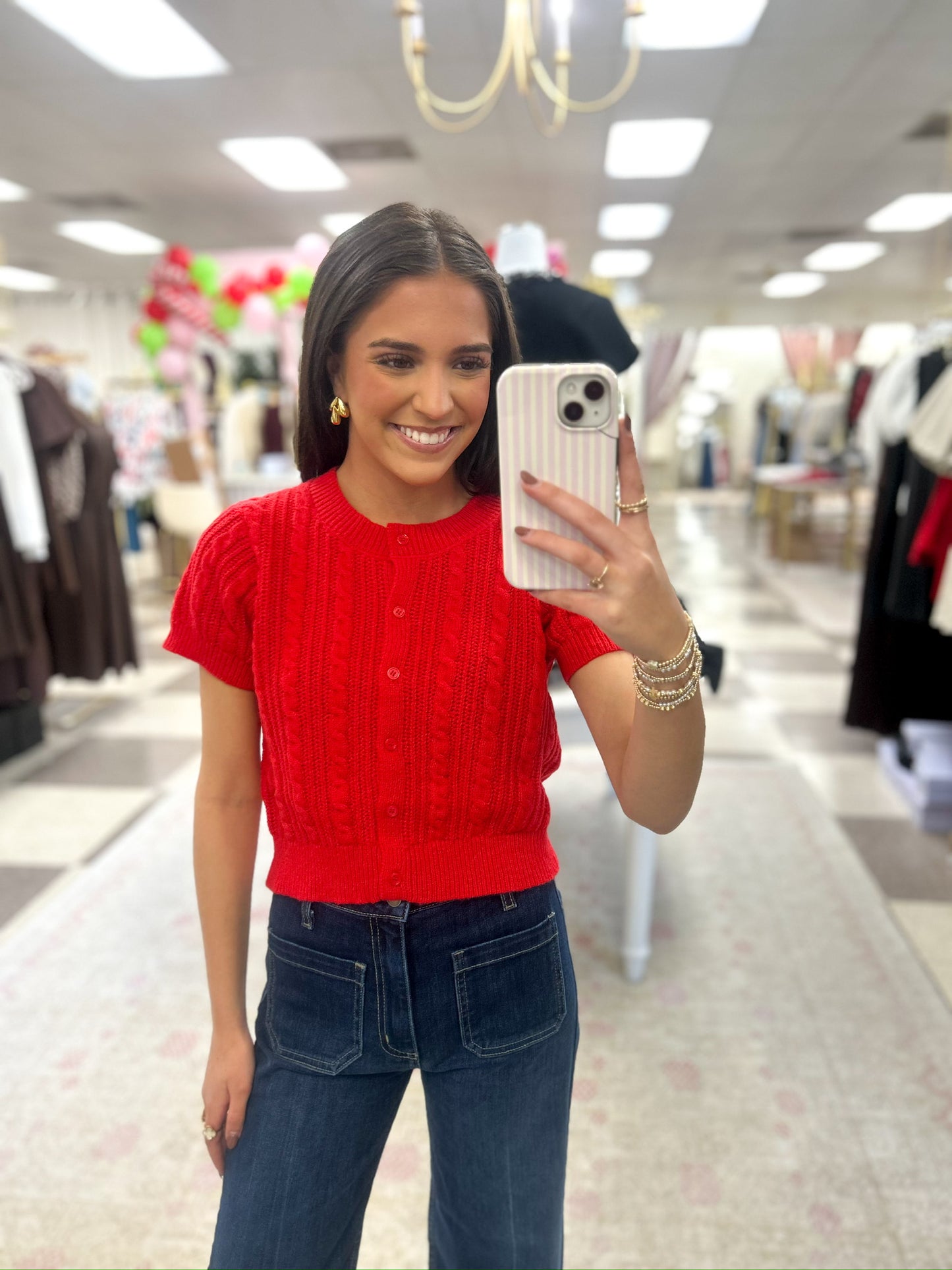 Taylor Round Neck Button Down Sweater Top