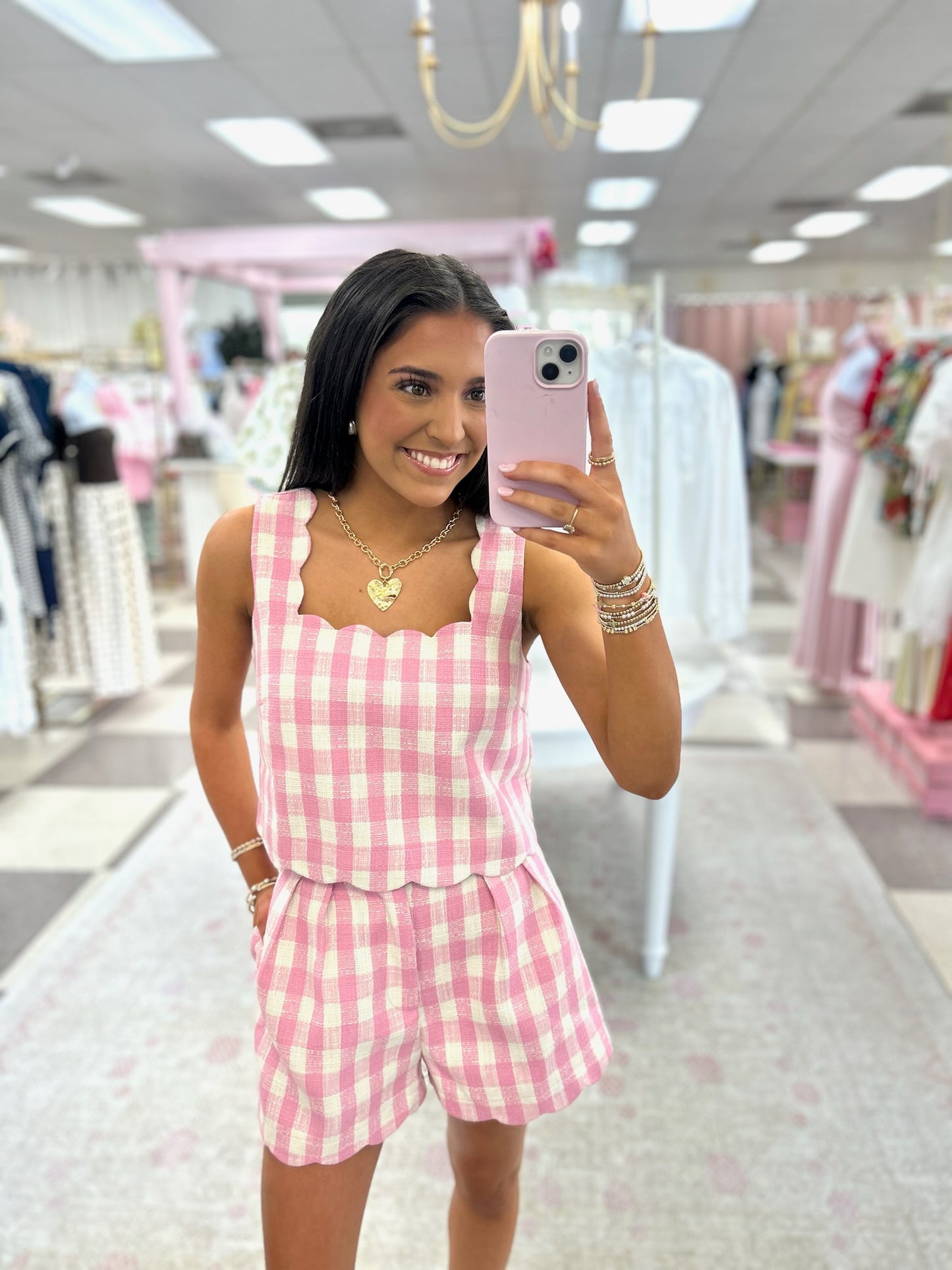 Pink Gingham Top/Short Set