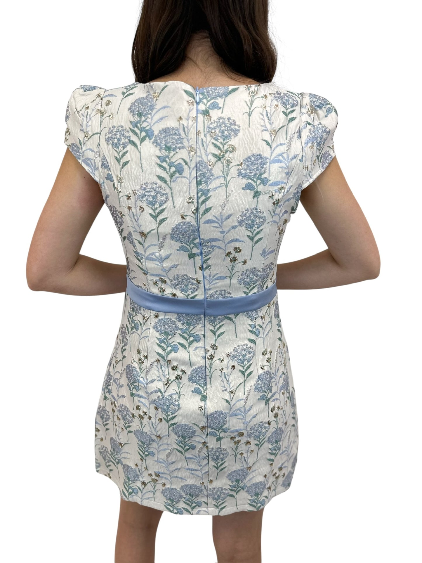 Belted Blue Floral Dress