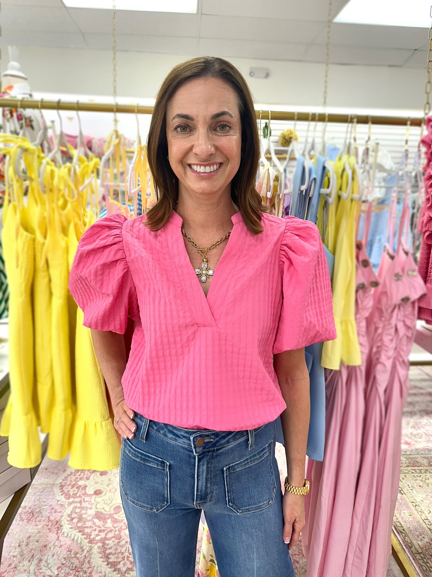 Bubble Gum Puff Sleeve Top