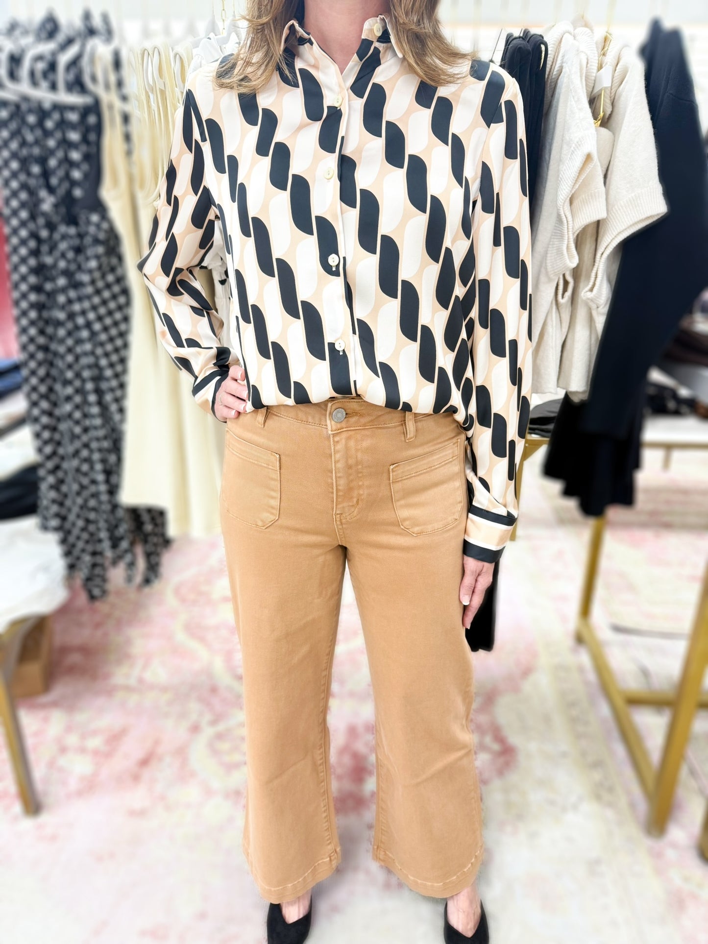 Luna Front Patch Pocket Denim Jeans- Almond