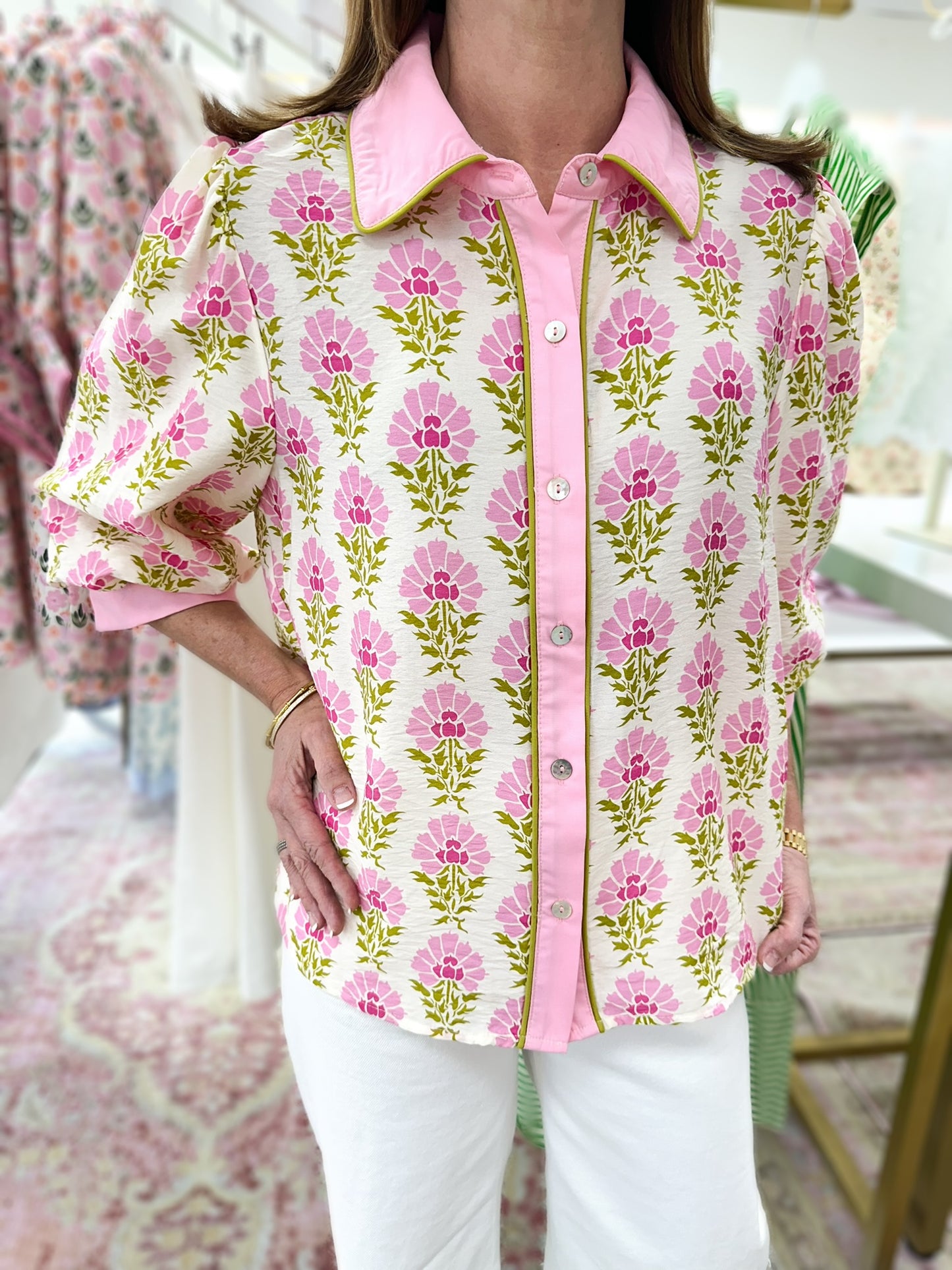 Good Days Ahead Pink/Green Floral Top