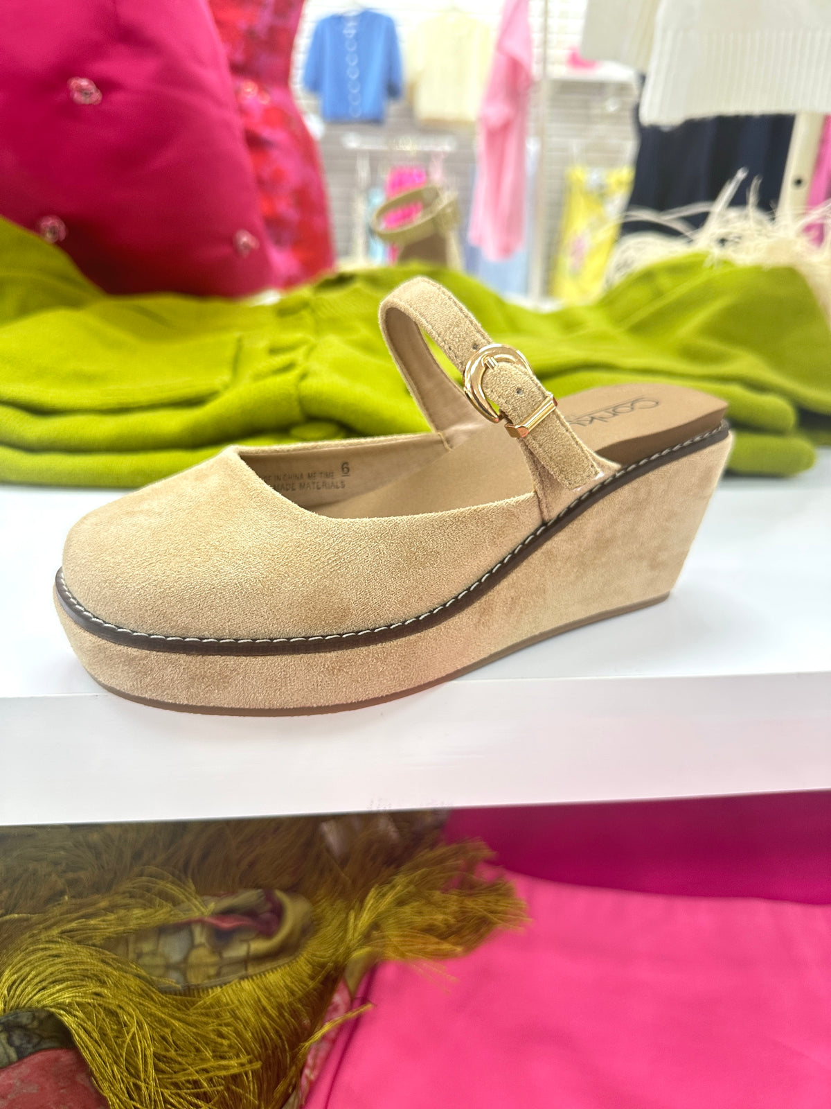 Me Time Camel Suede Wedges