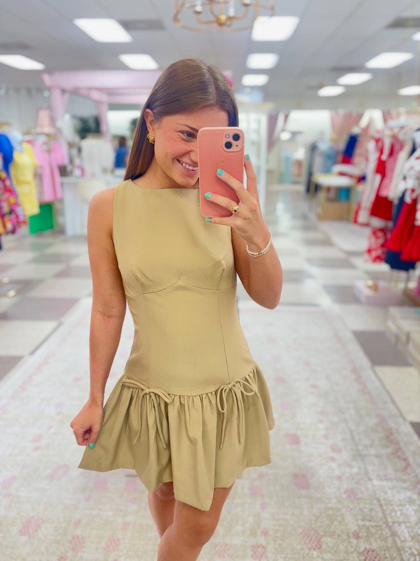 Beige Bow Dress