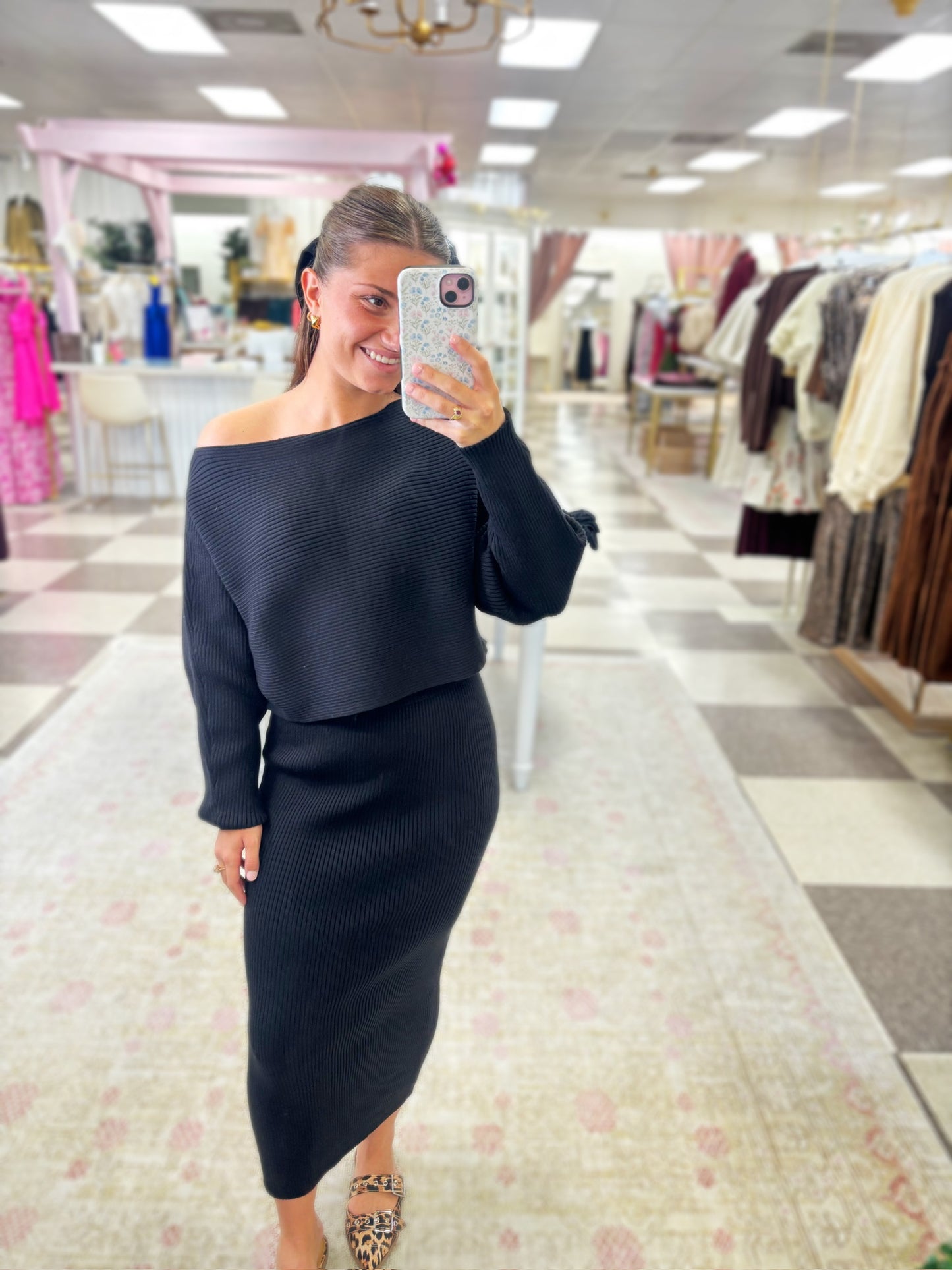 Shoulder Sweater Set (Black)