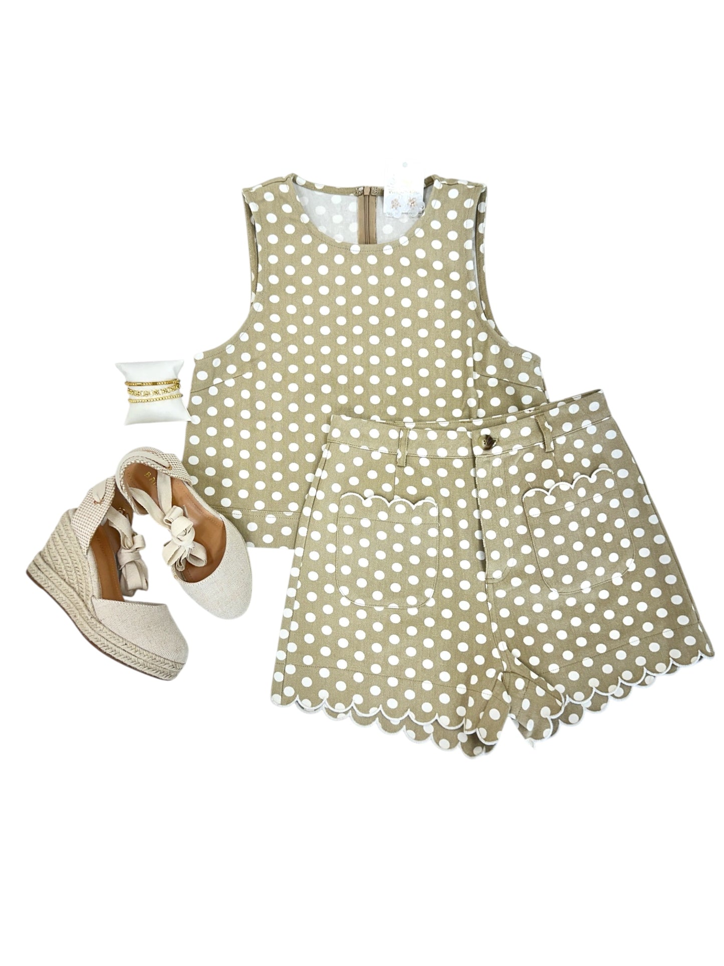 Polka Dot Shorts (Sand/White)