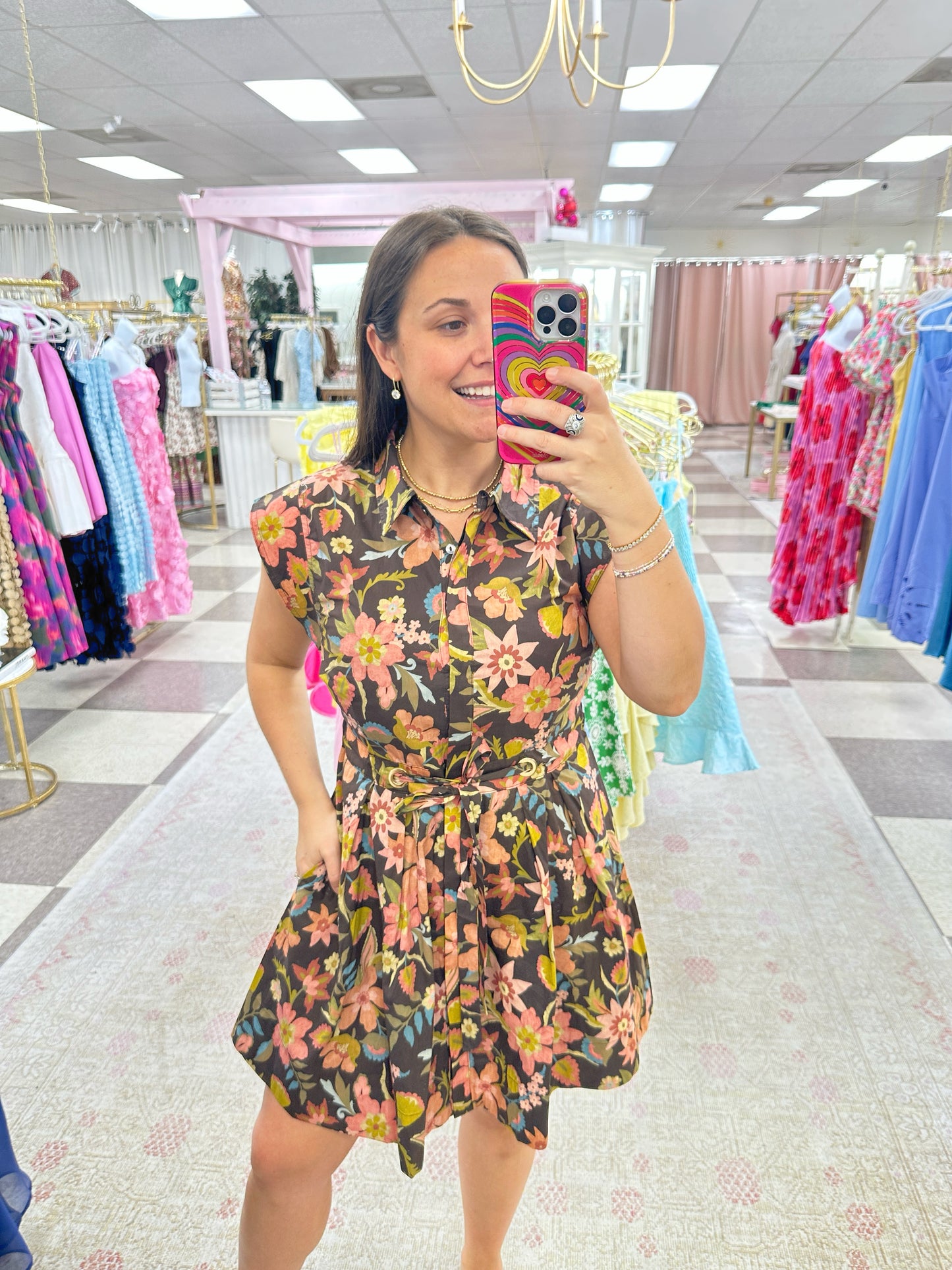 Fall Garden Mini Dress (Brown)