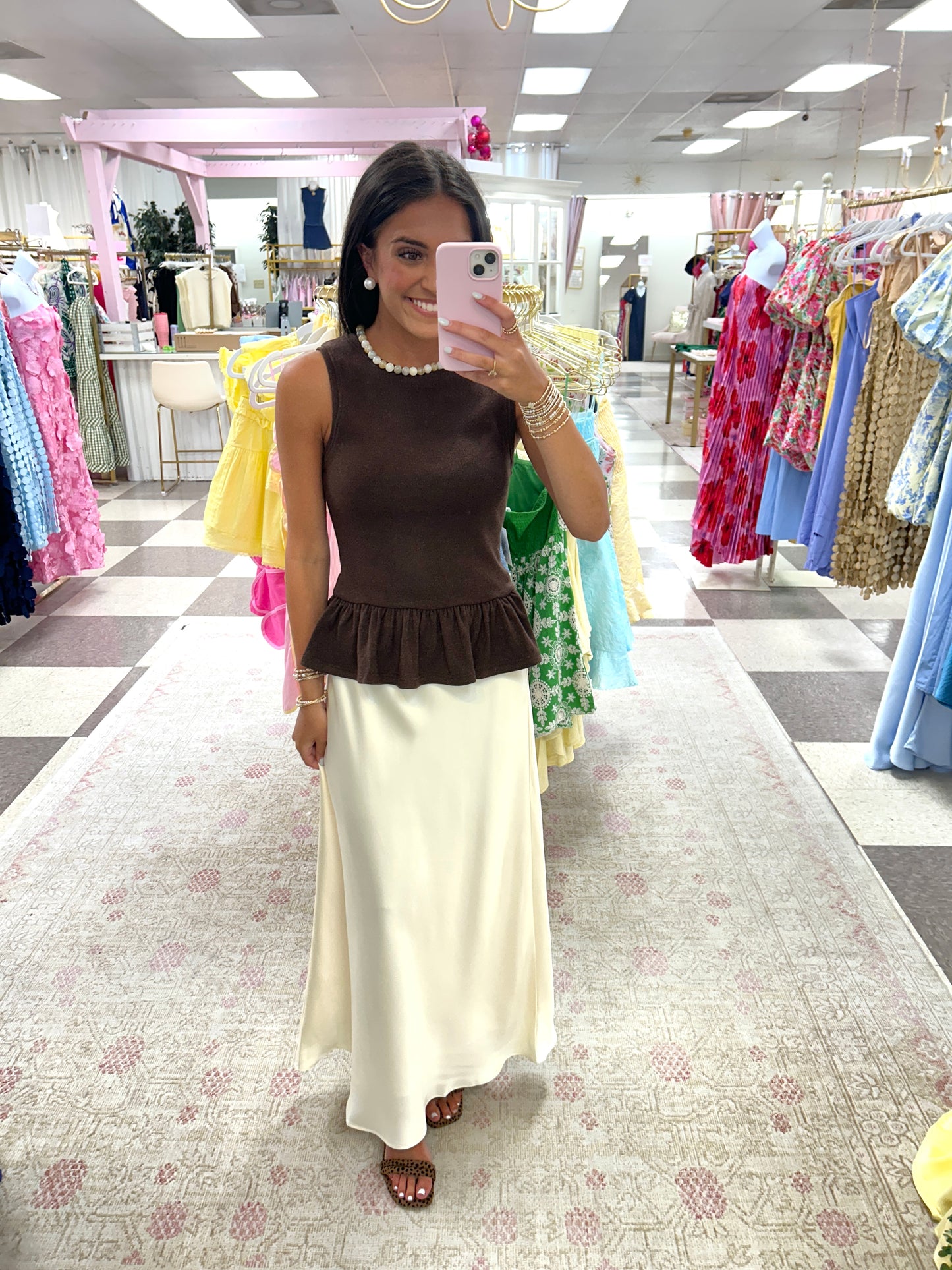 Perfect Peplum Top (Brown)