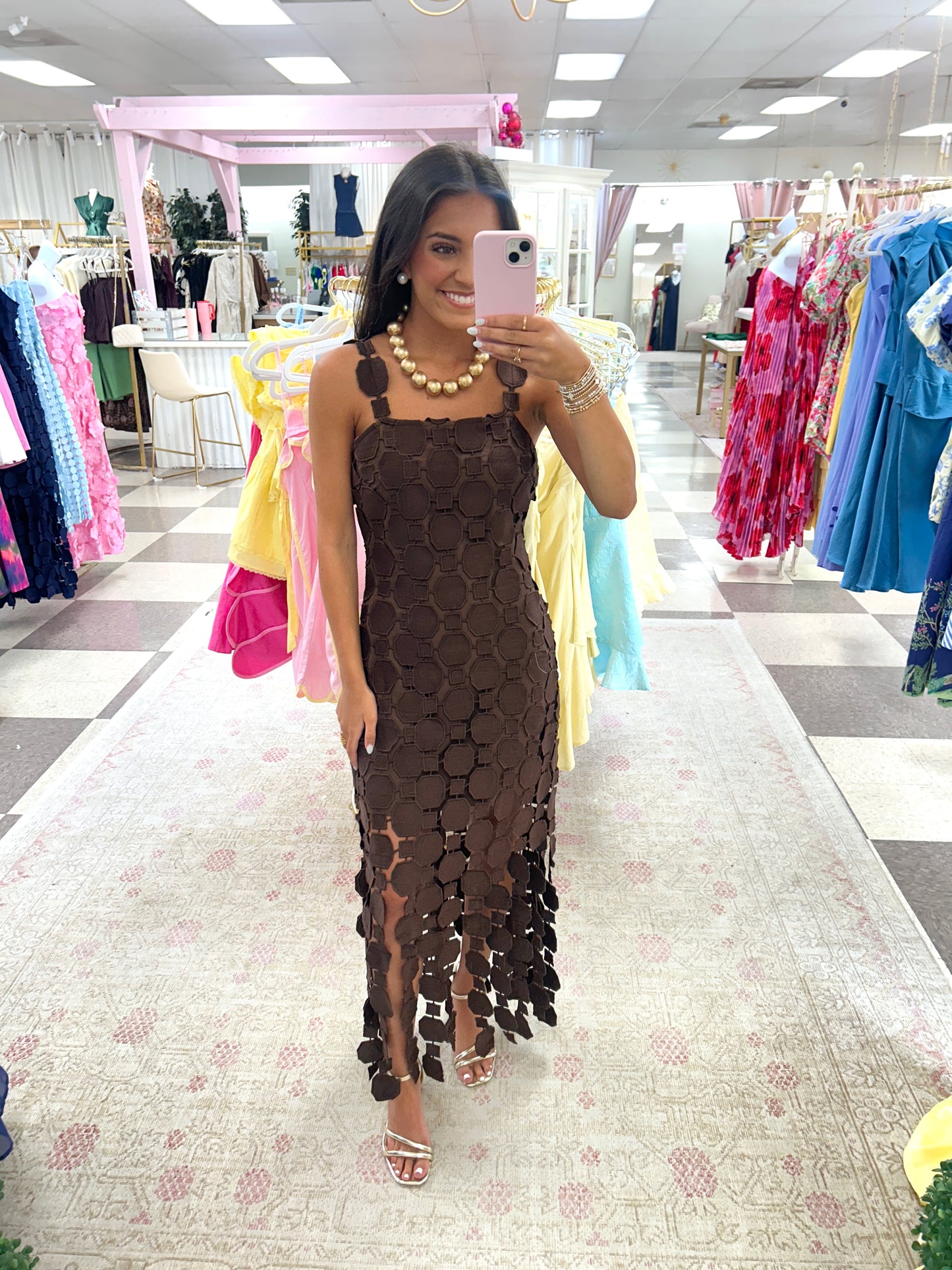 Geo Midi Dress (Brown)