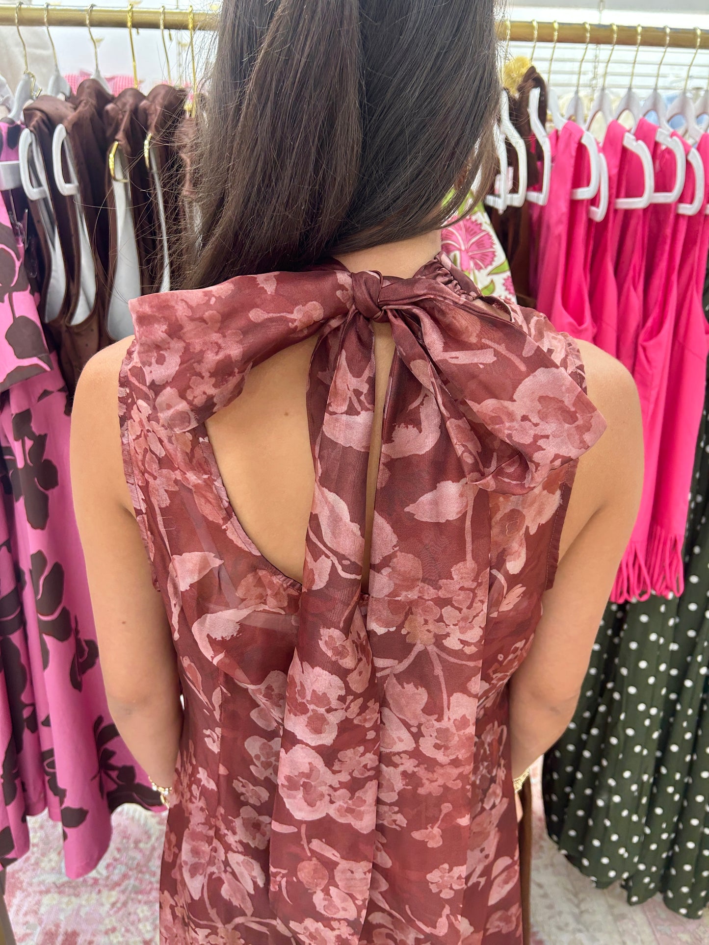 Elle Organza Formal Dress (Rust)