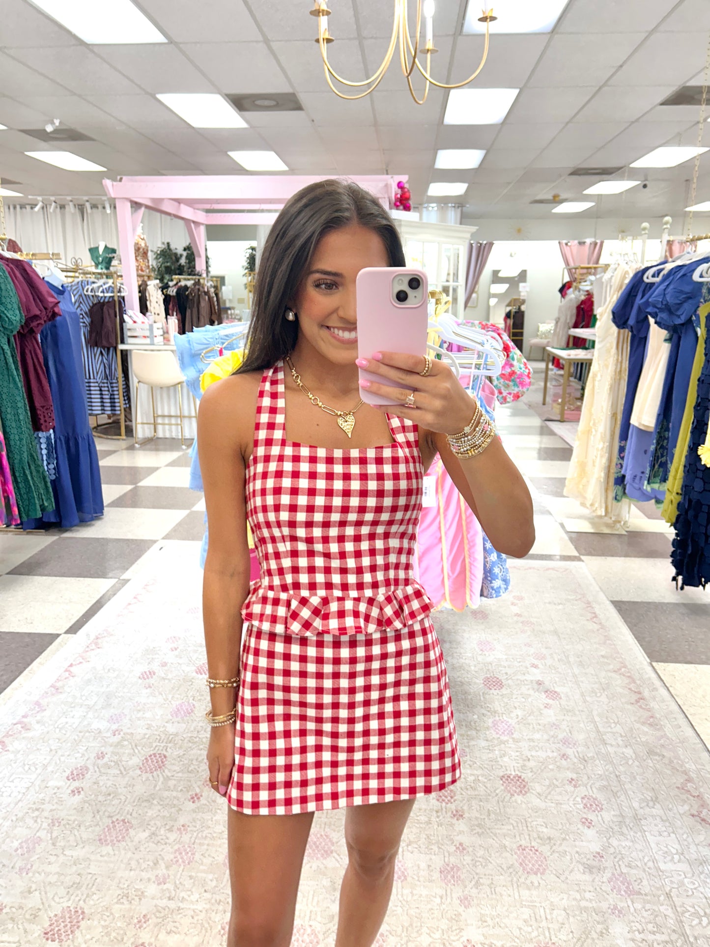 Red and White Gingham Set
