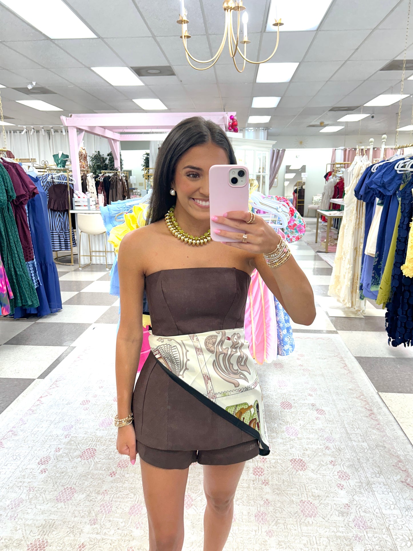 Strapless Brown Top Short Set