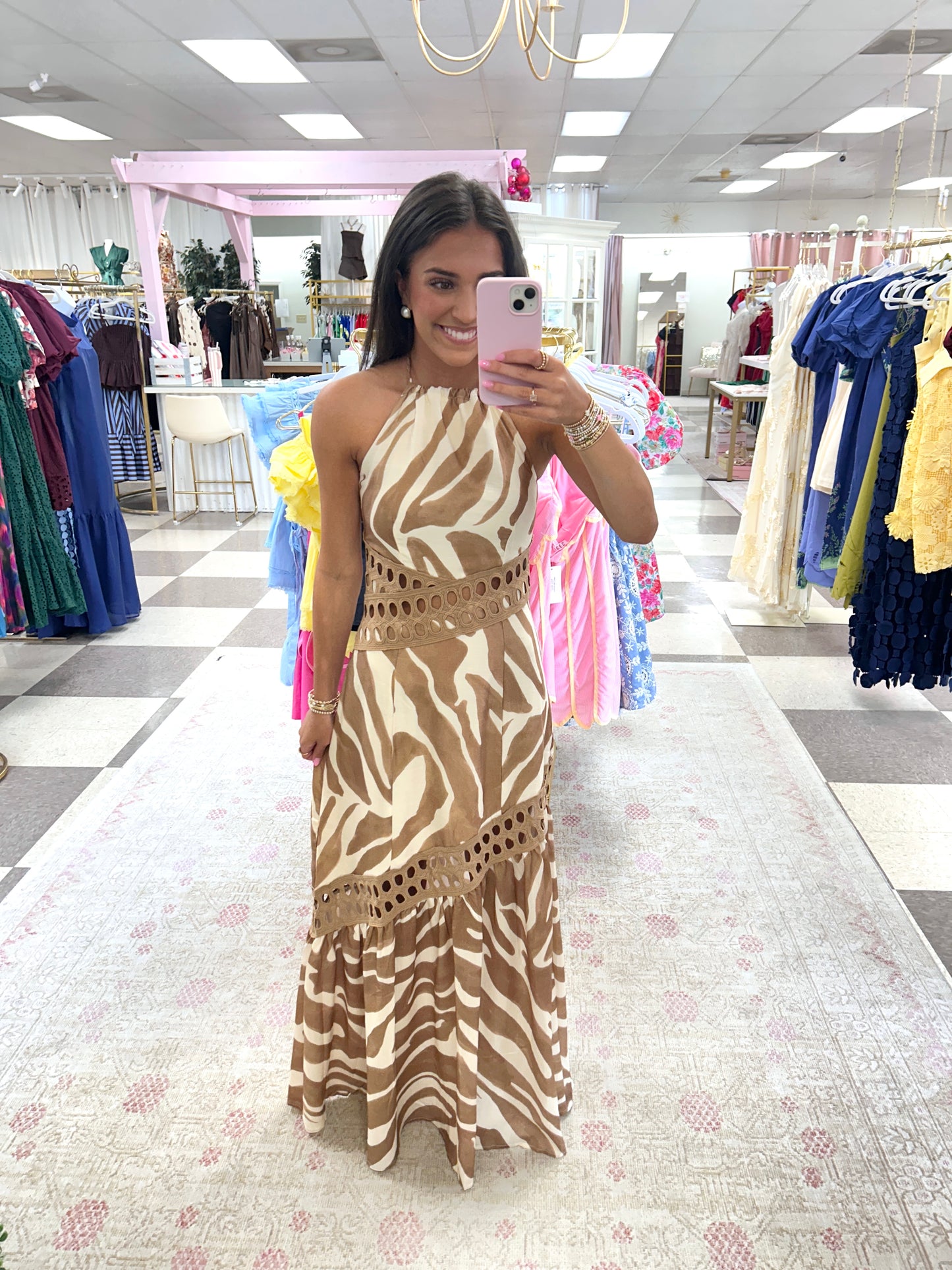 Mocha Tiger Stripe Midi Dress