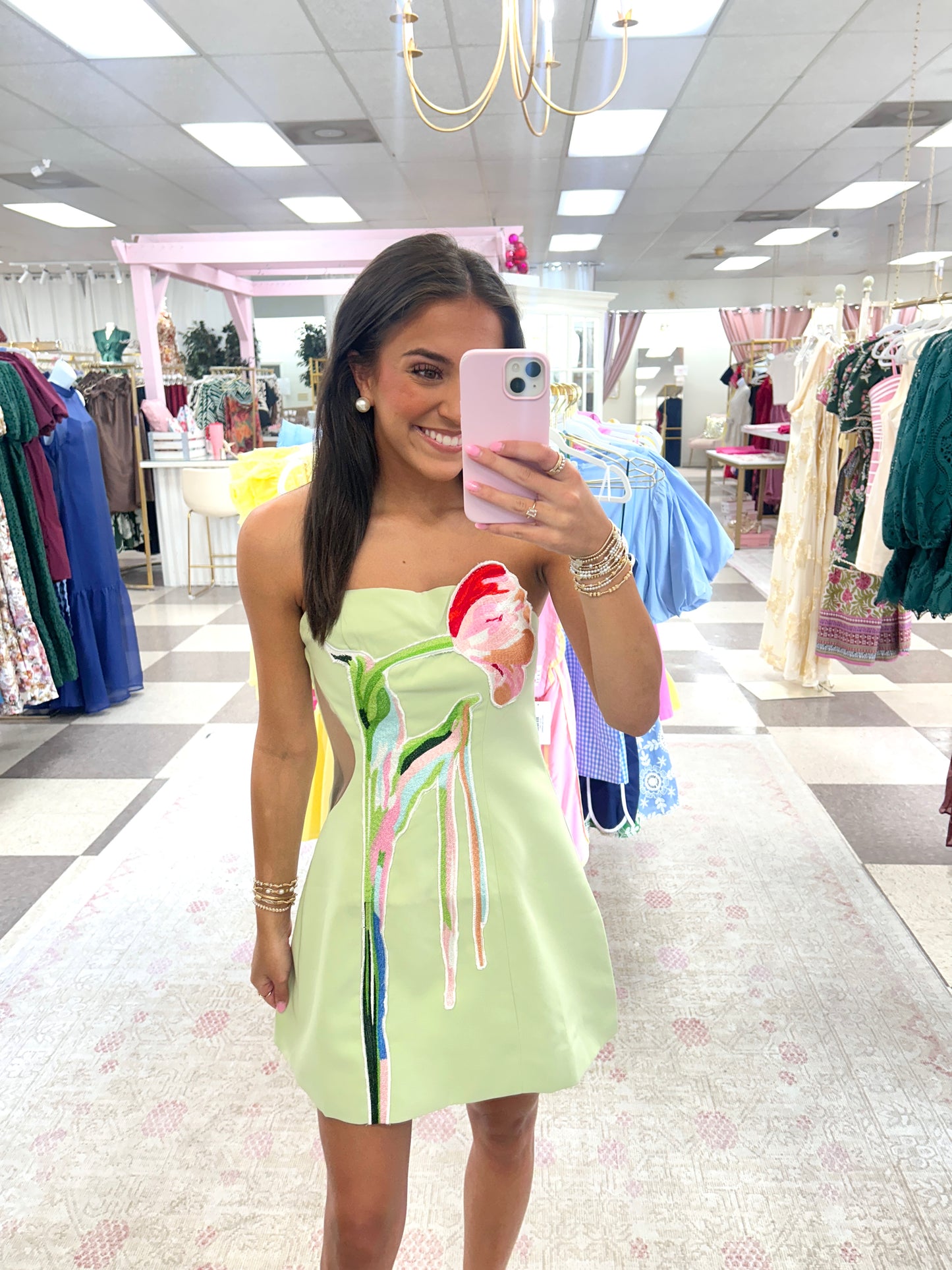 Tulips in Bloom Mint Mini Dress