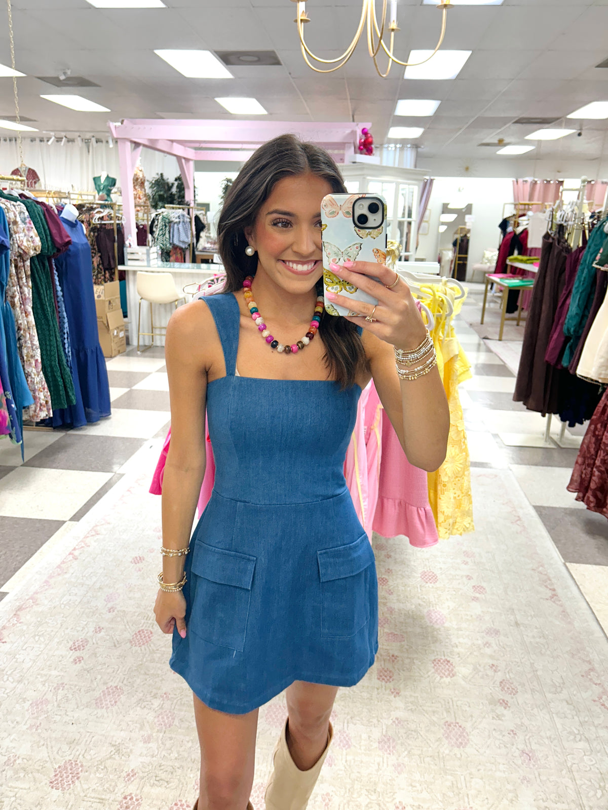 Sylvie Denim Mini Dress (Dark Denim)
