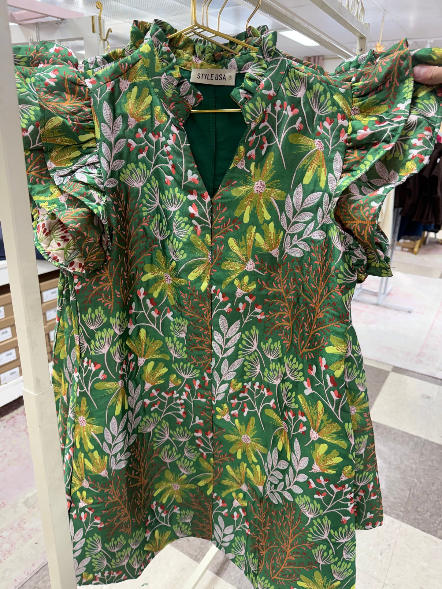 Floral Leaf Jacquard Dress