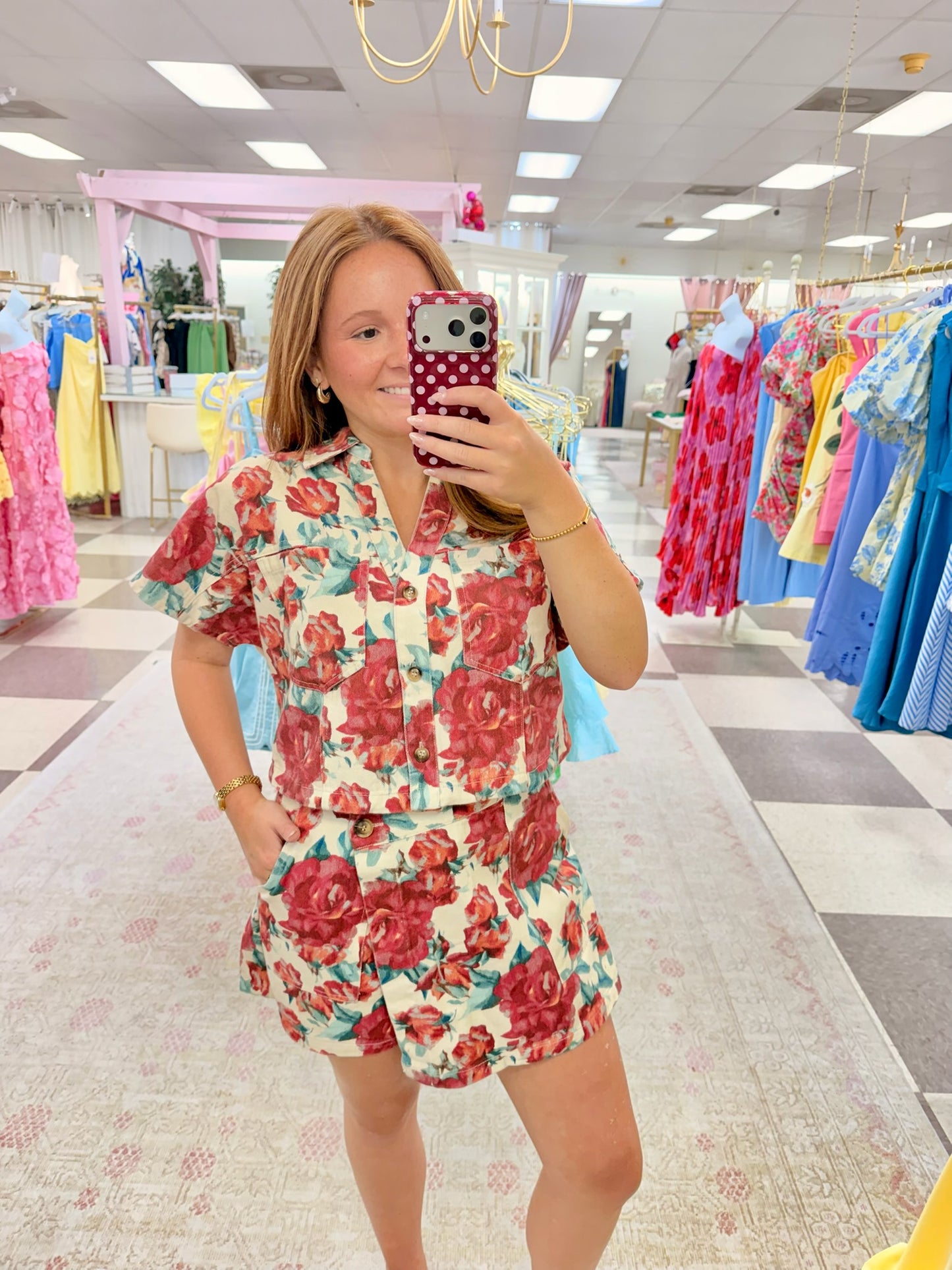 English Rose Floral Mini Skort