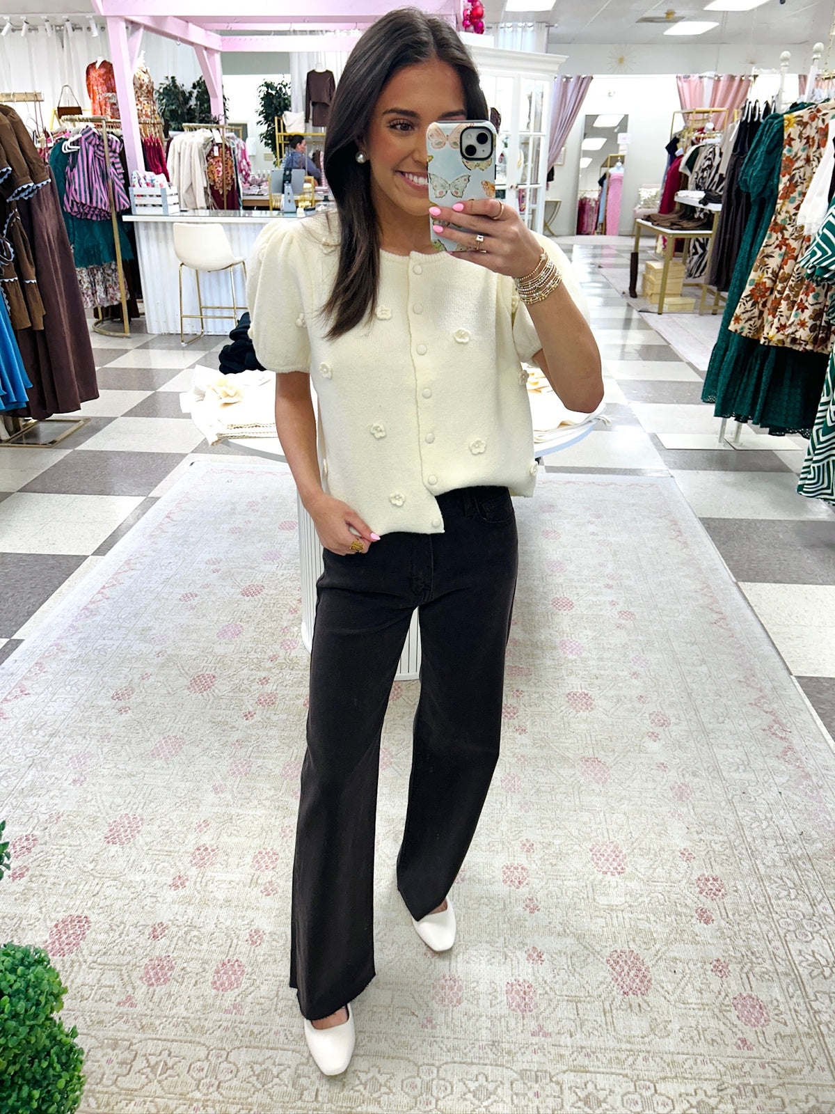 Paola Espresso Raw Hem Jean