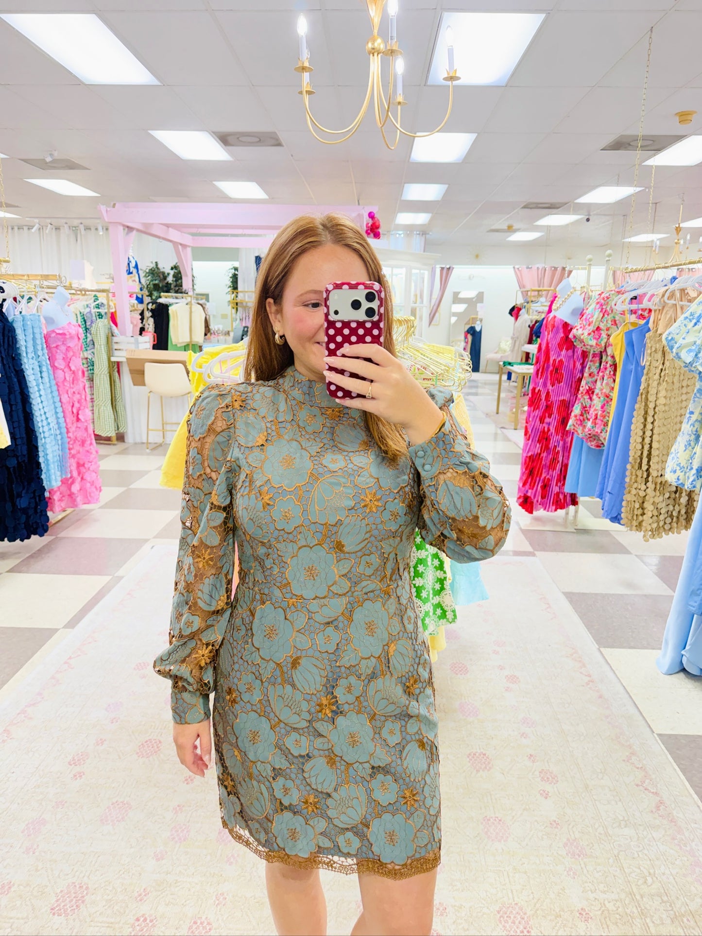 Amelia Blue and Gold Lace Dress