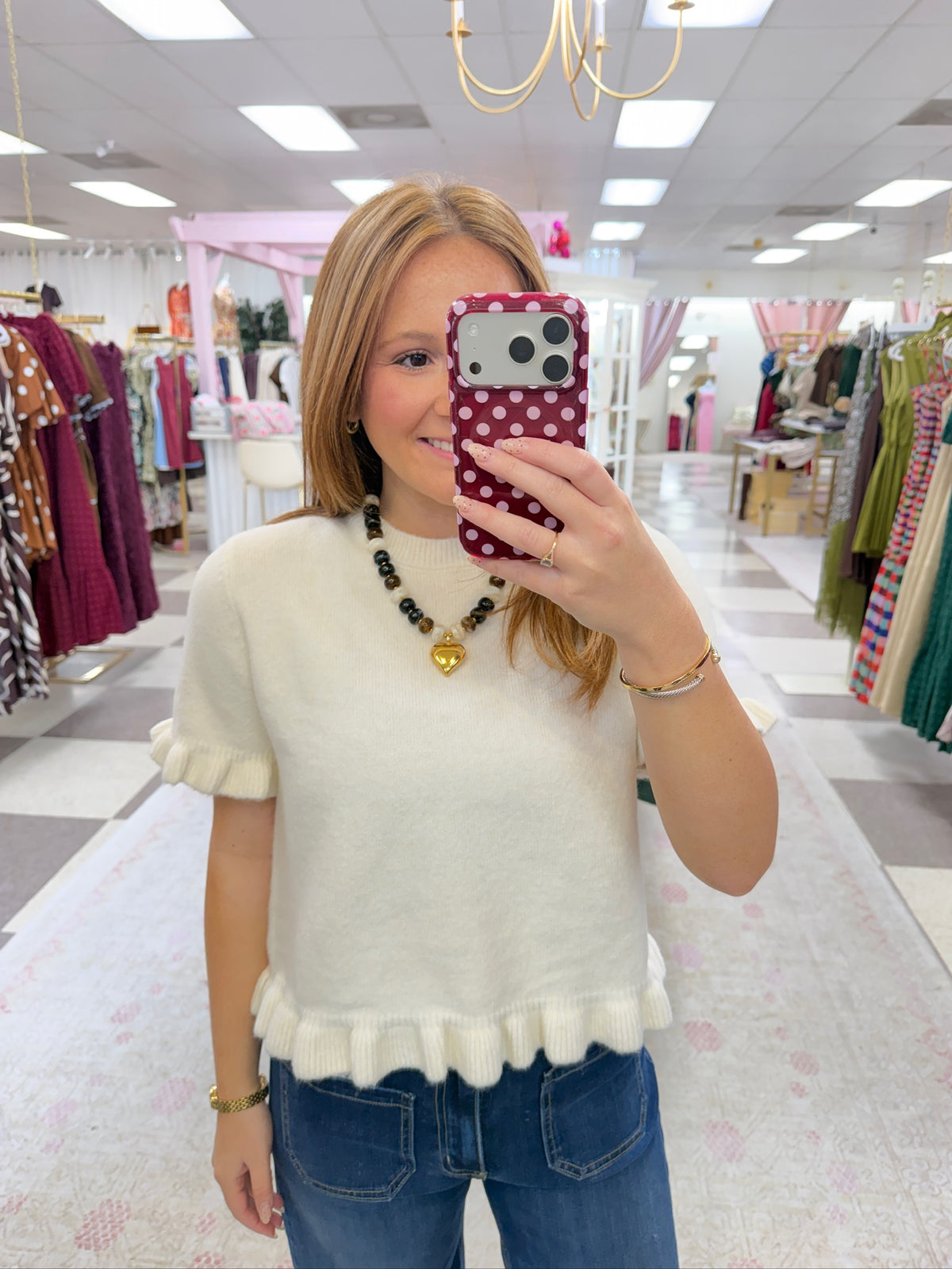 Clara Ruffle Knit Top (Ivory)