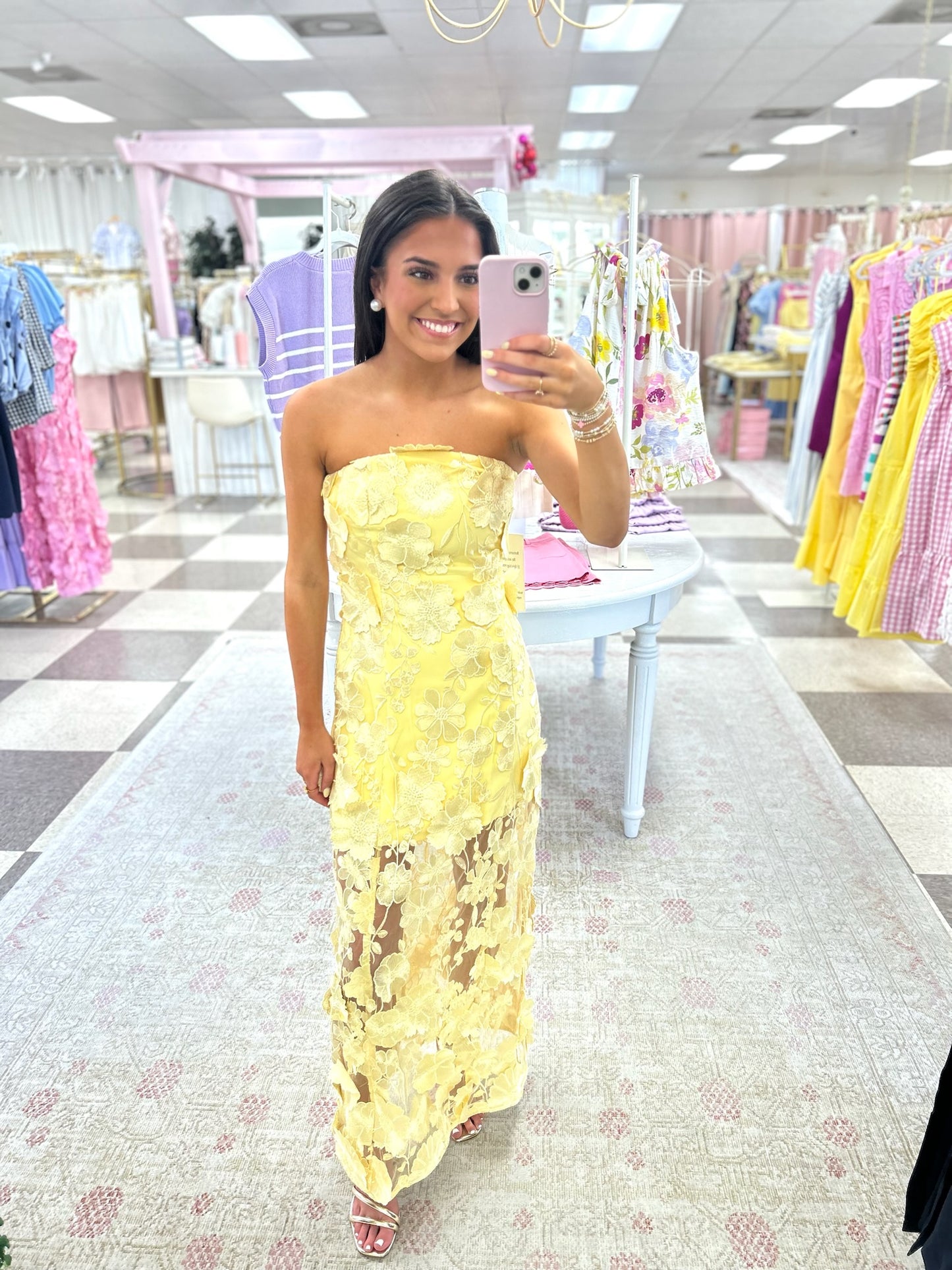 Sailor Strapless Floral Maxi Dress (Yellow)
