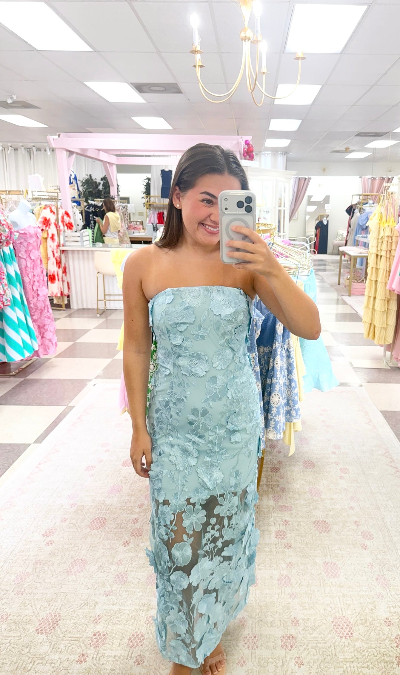 Sailor Strapless Maxi Dress (Ice Blue)