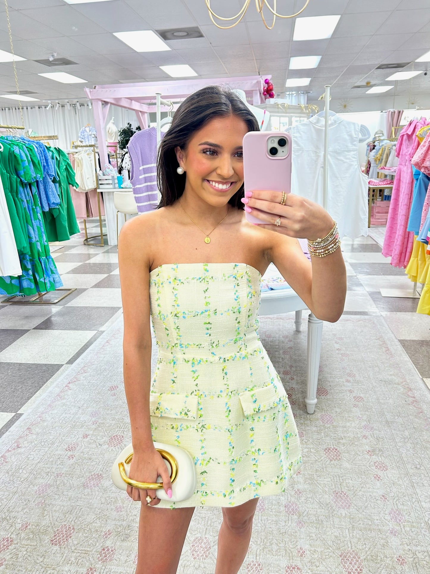 Vanessa Strapless Summer Tweed Dress